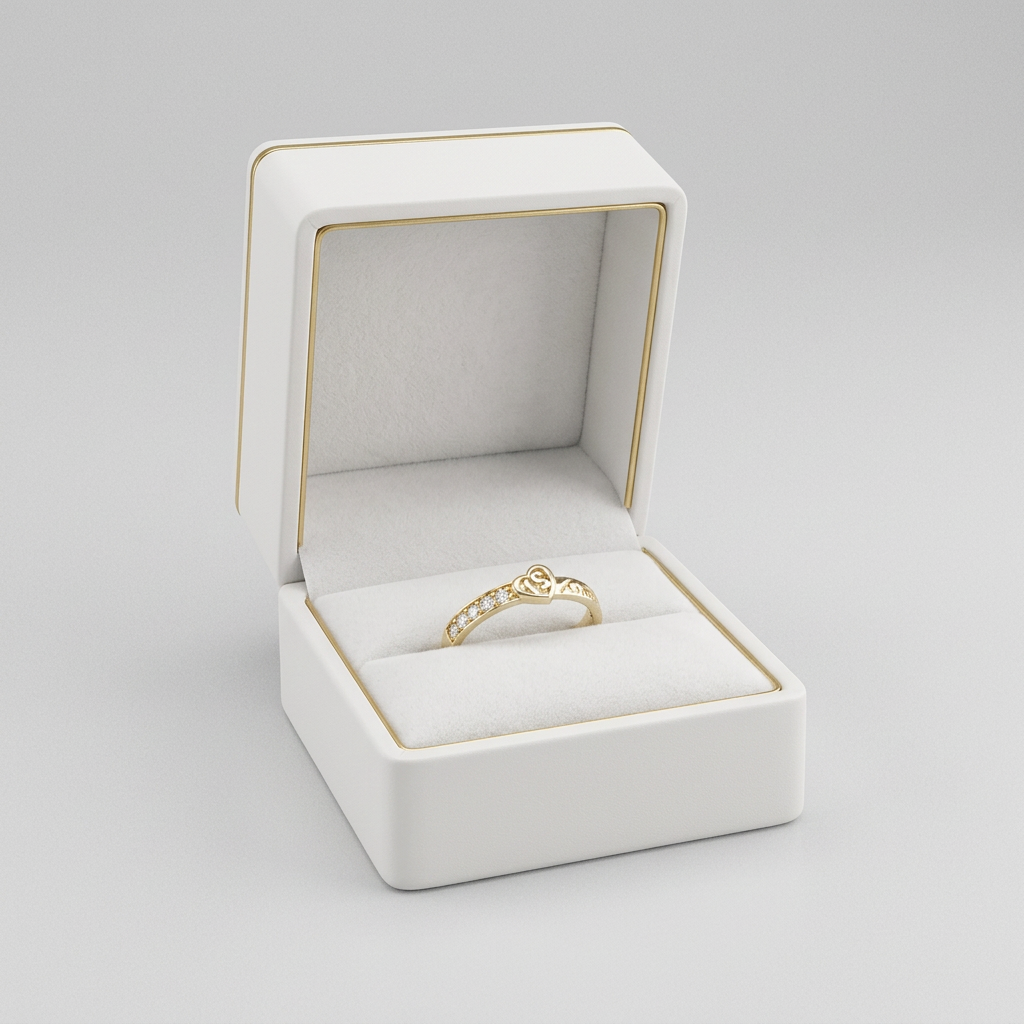 14K Yellow Gold Cz "15 Anos" Heart Ring