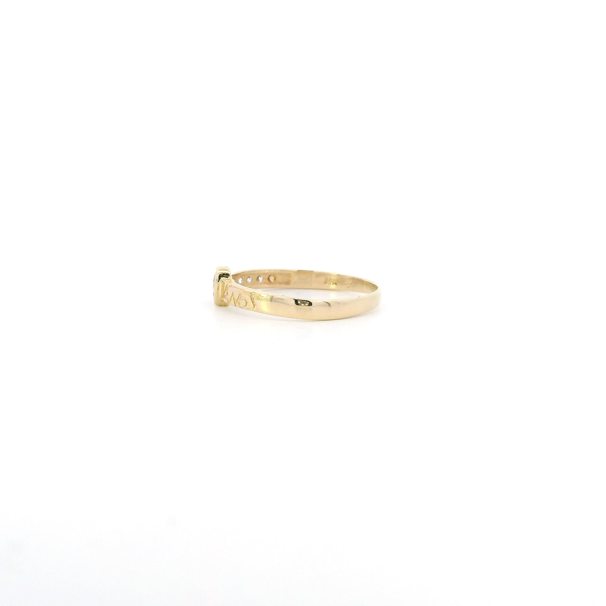 14K Yellow Gold Cz "15 Anos" Heart Ring