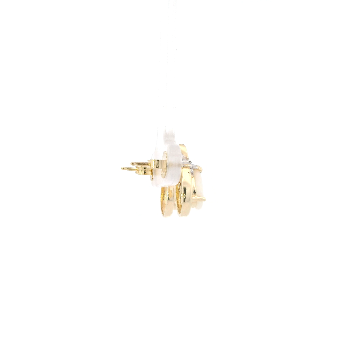 14K Yellow Gold Pear Opal & Diamond Earrings - 0.02ct