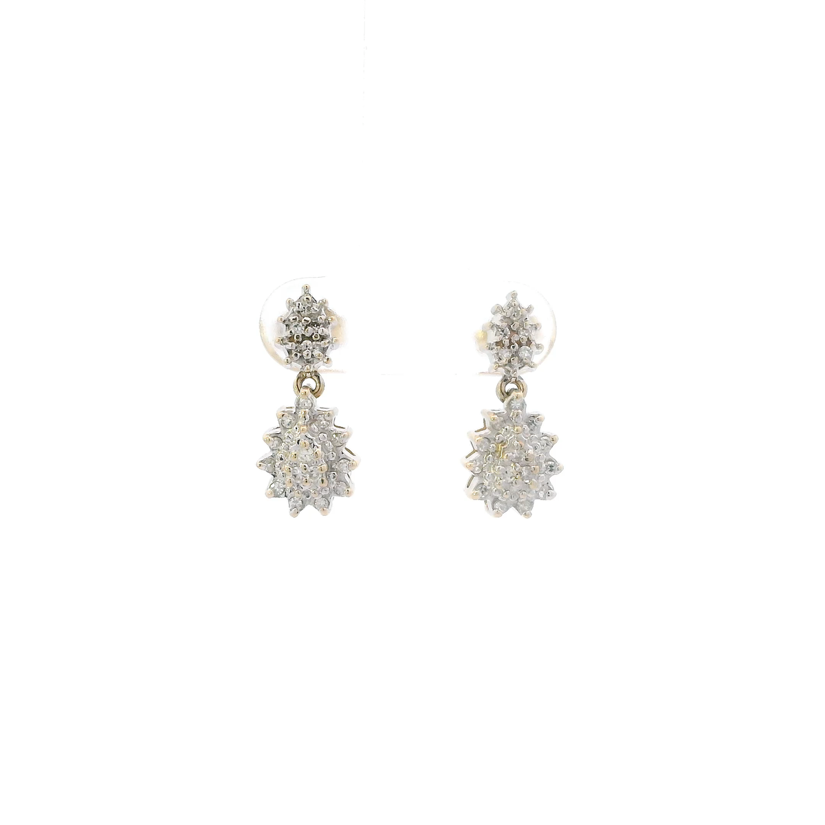14K Yellow & White Gold Double Pear Shaped Dangle Earrings