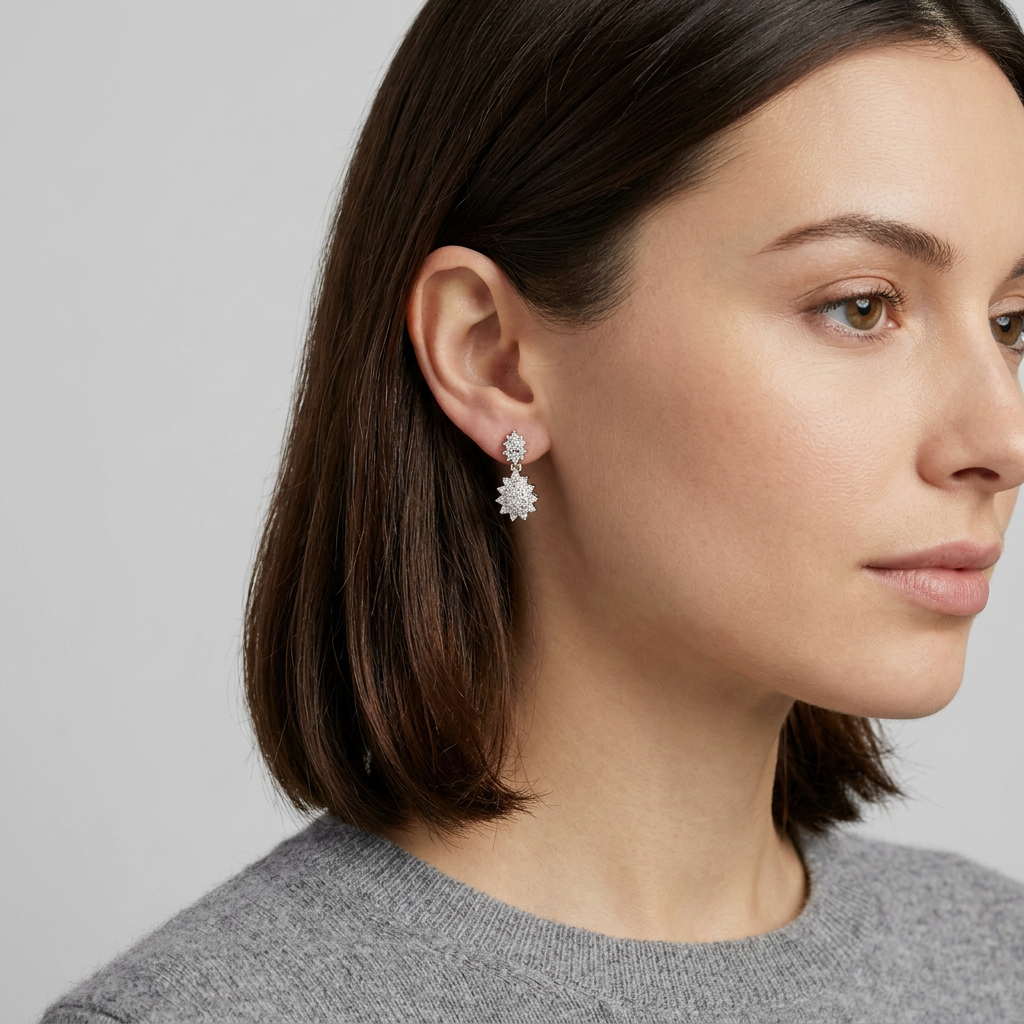 14K Yellow & White Gold Double Pear Shaped Dangle Earrings