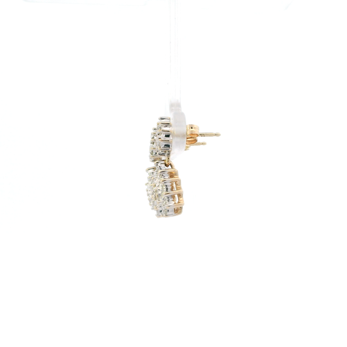 14K Yellow & White Gold Double Pear Shaped Dangle Earrings