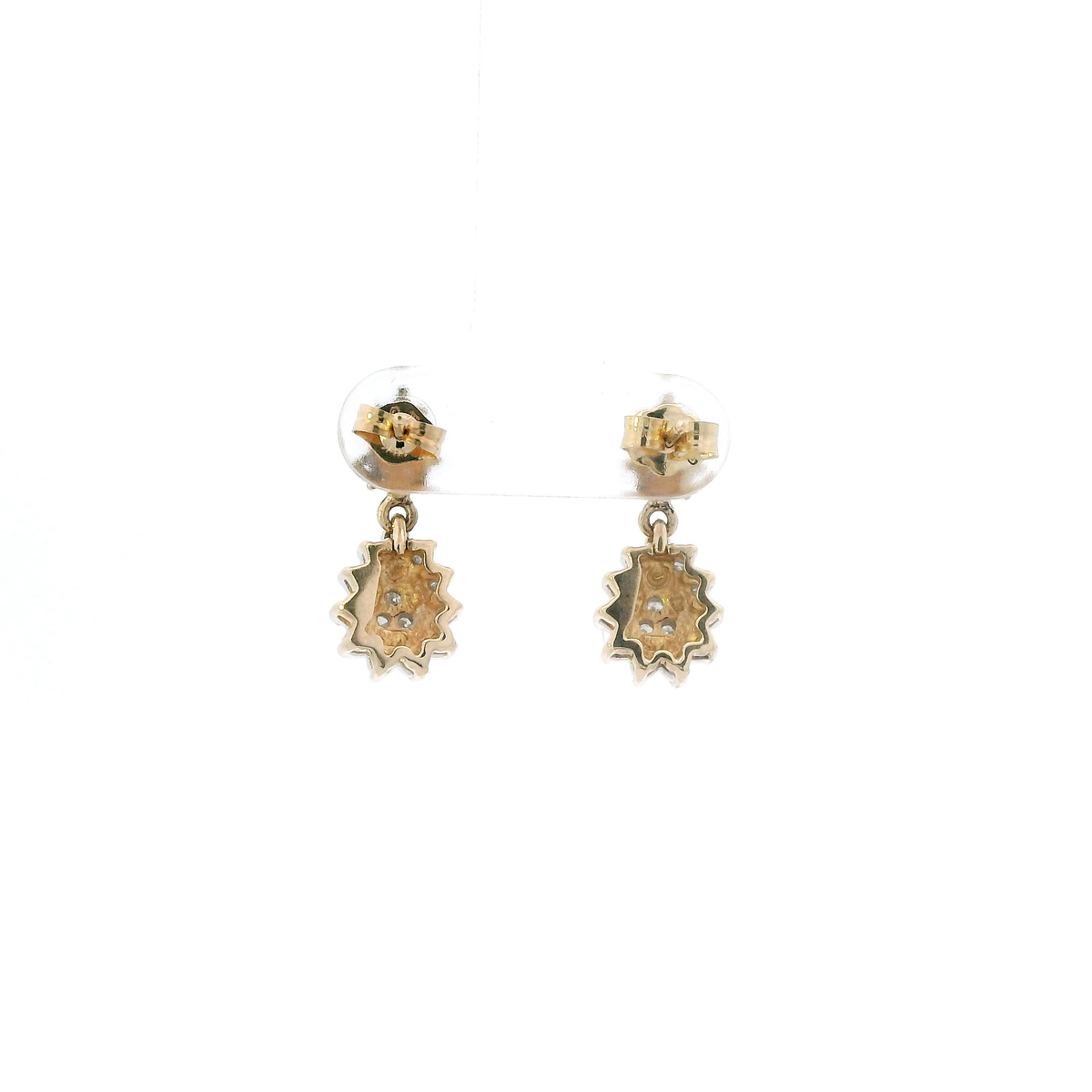 14K Yellow & White Gold Double Pear Shaped Dangle Earrings