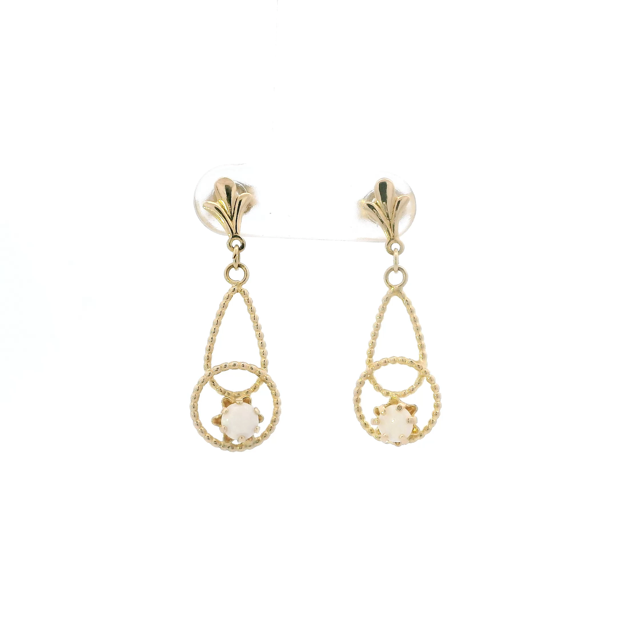 14K Yellow Gold Opal Dangle Earrings
