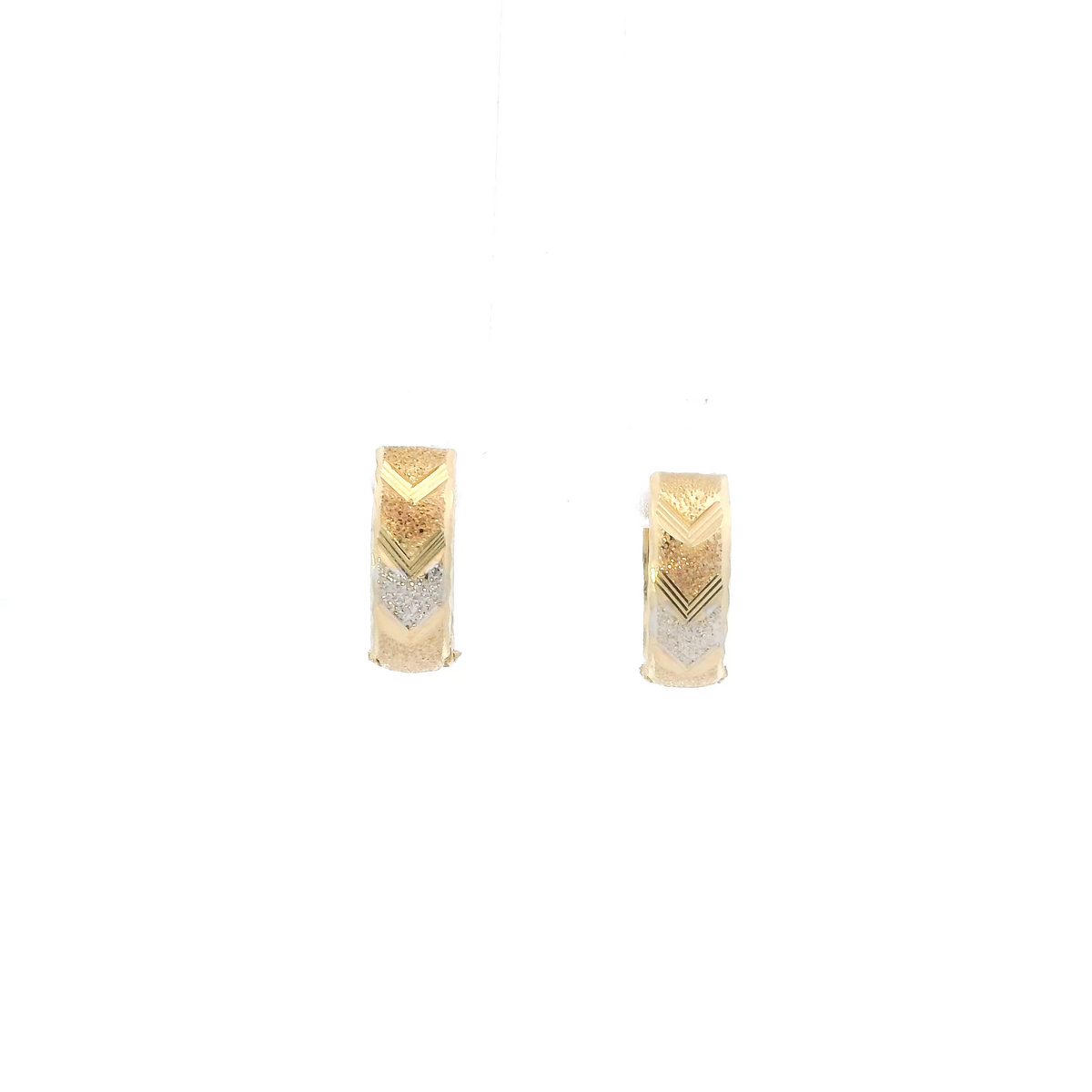 14k Tri Color Gold Diamond Cut Hoop Earrings