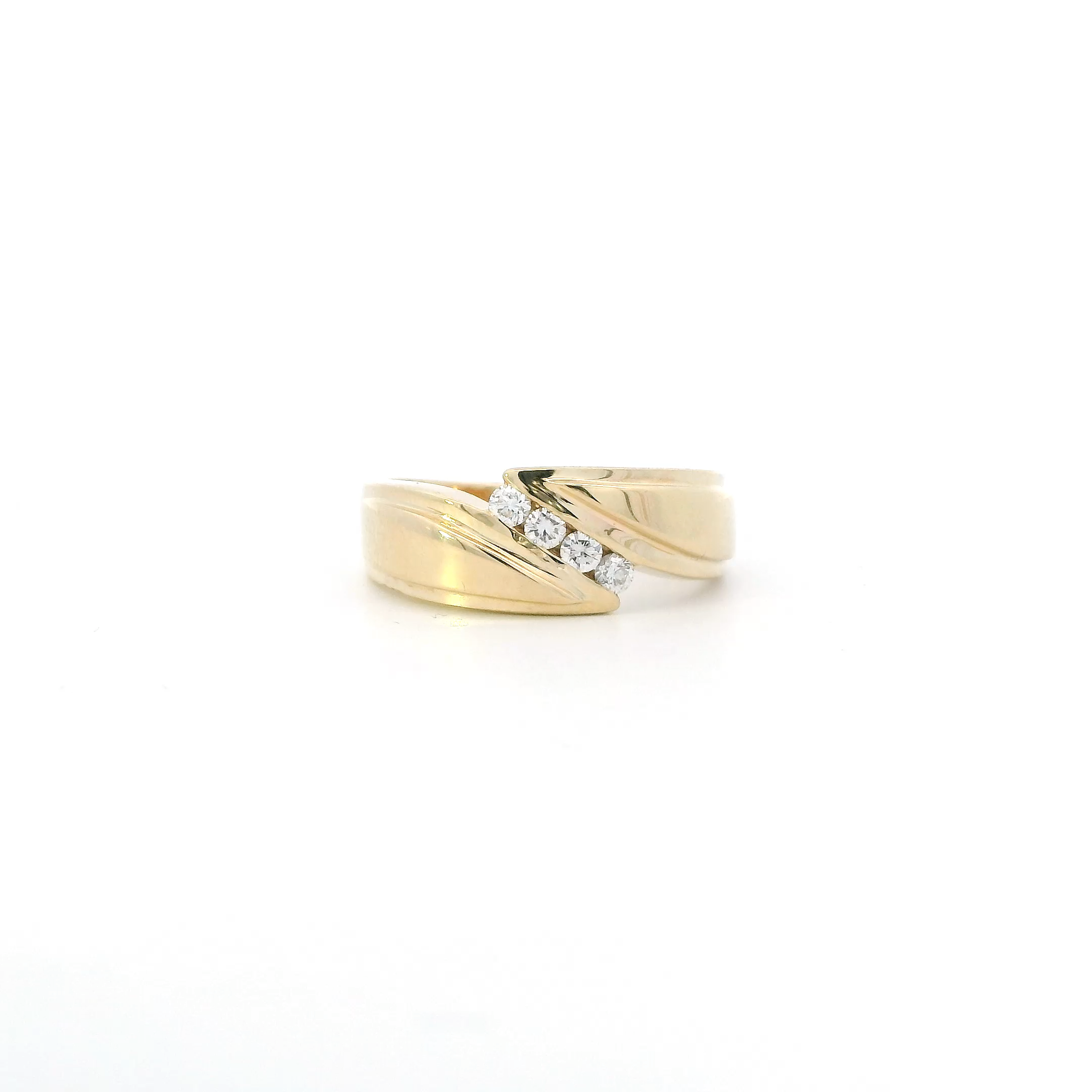 14K Yellow Gold Diamond Mens Ring - 0.20ct