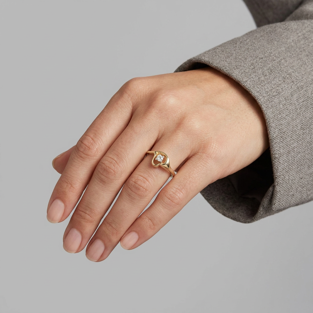 14K Yellow Gold Diamond Womens Ring - 0.07ct