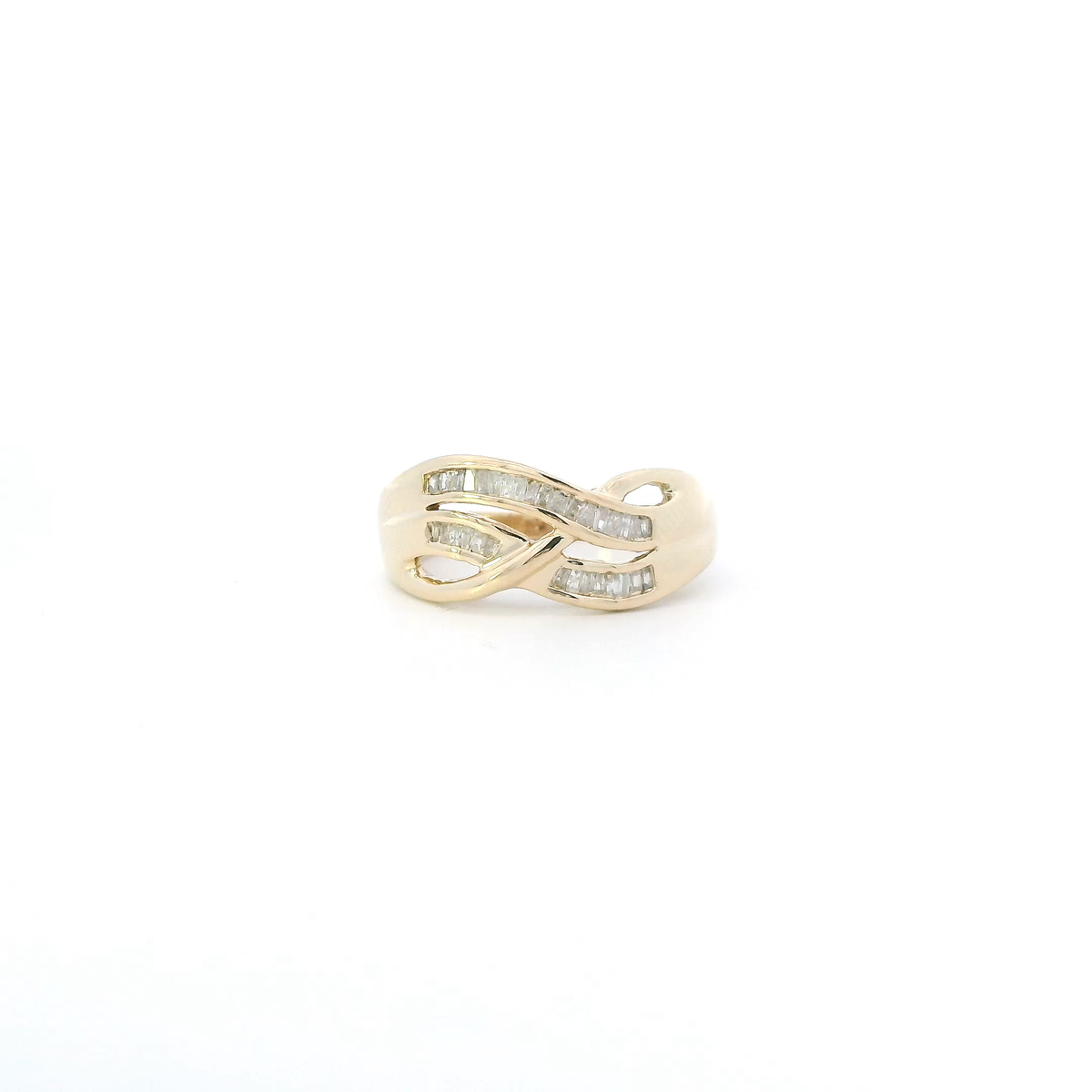 10K Yellow Gold Diamond Criss Cross Ring