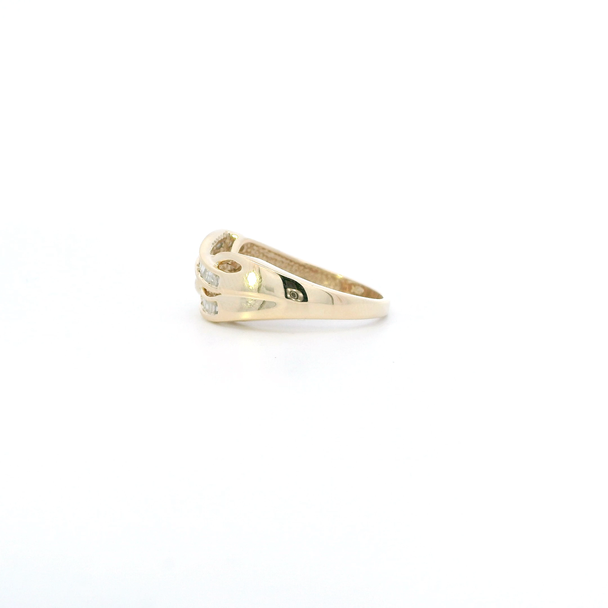 10K Yellow Gold Diamond Criss Cross Ring