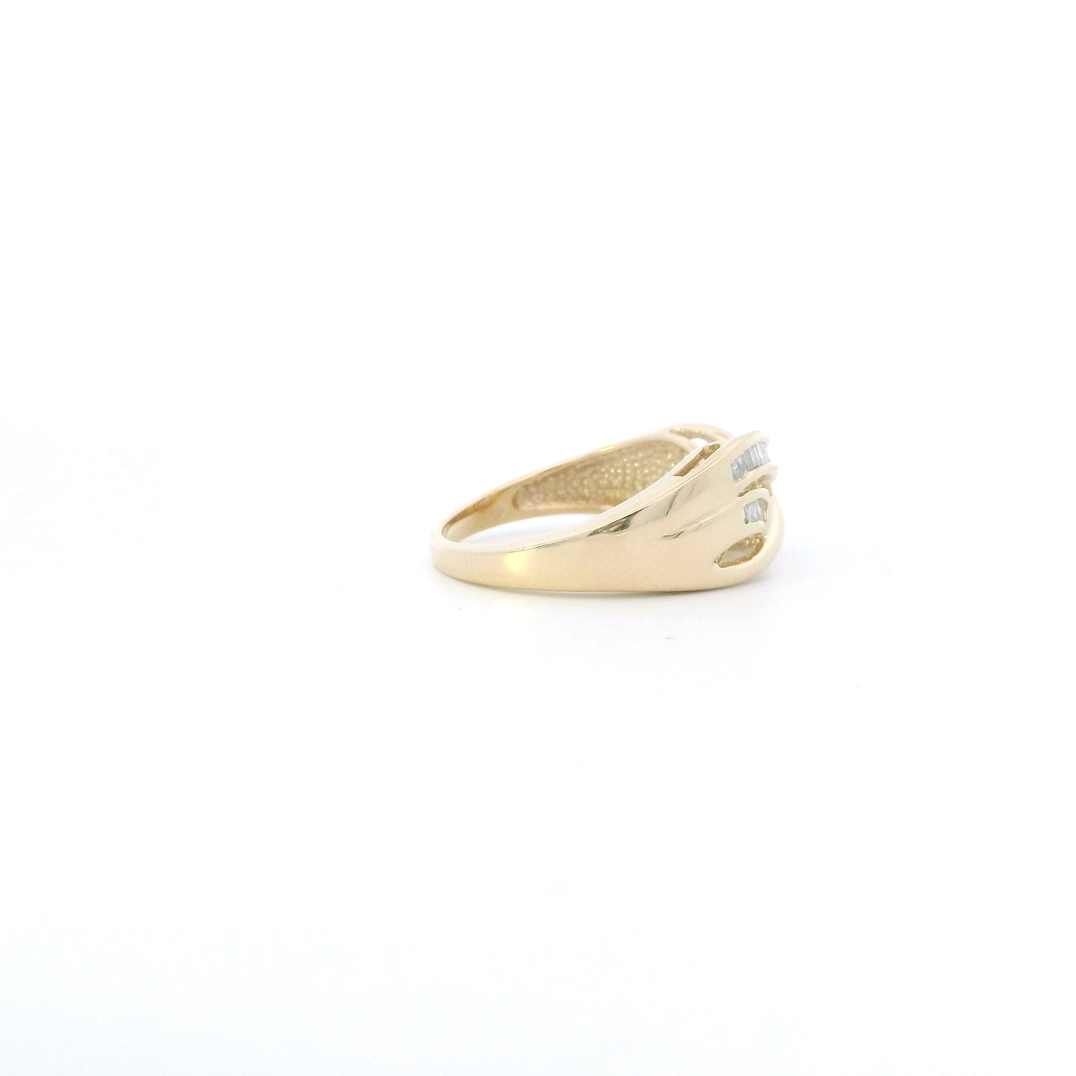 10K Yellow Gold Diamond Criss Cross Ring