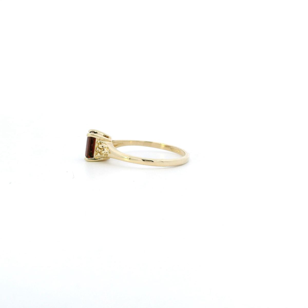 14K Yellow Gold Garnet & Diamond Womens Ring