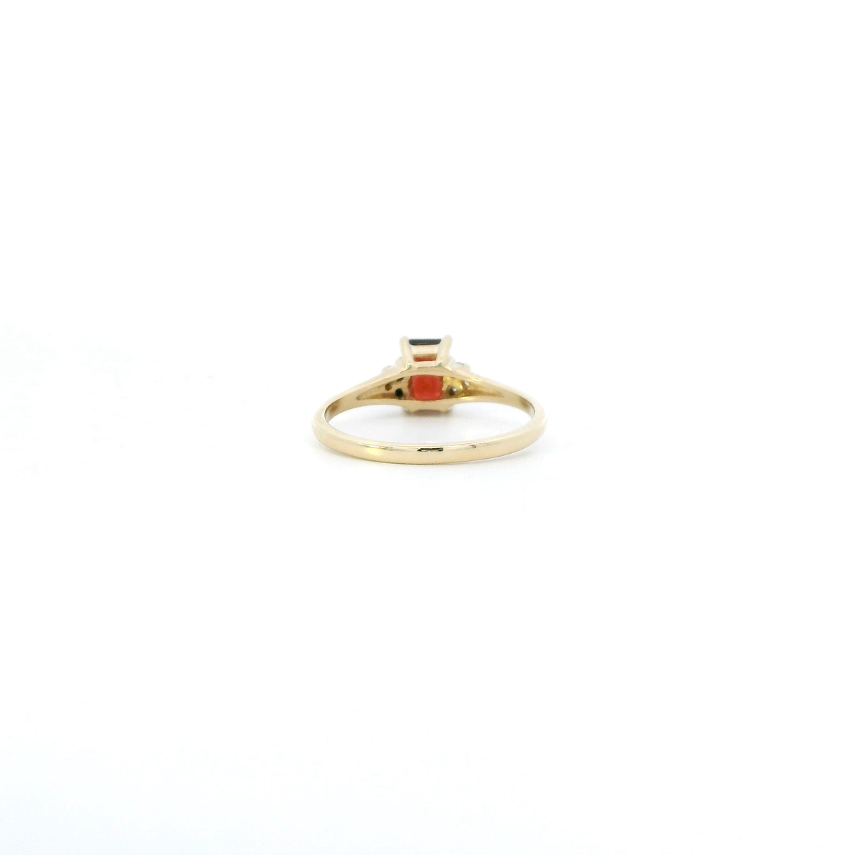 14K Yellow Gold Garnet & Diamond Womens Ring
