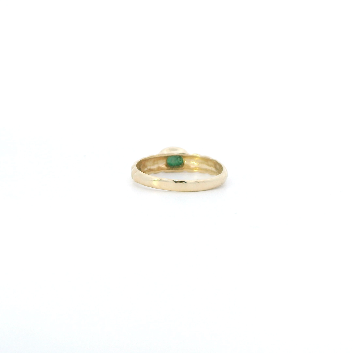 10K Yellow Gold Oval Green Jade Womens Ring