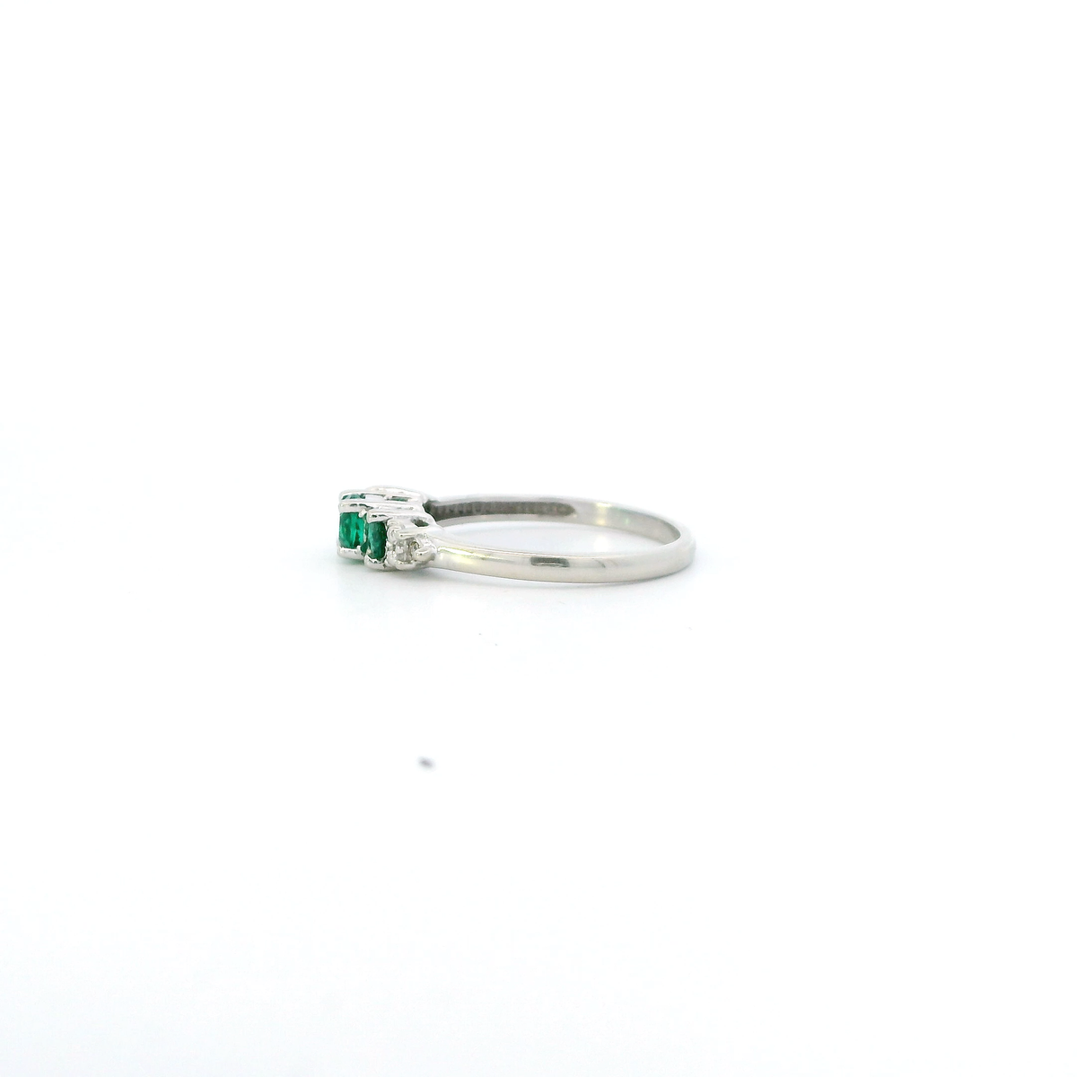 10K White Gold Synthetic Emerald Womens Ring