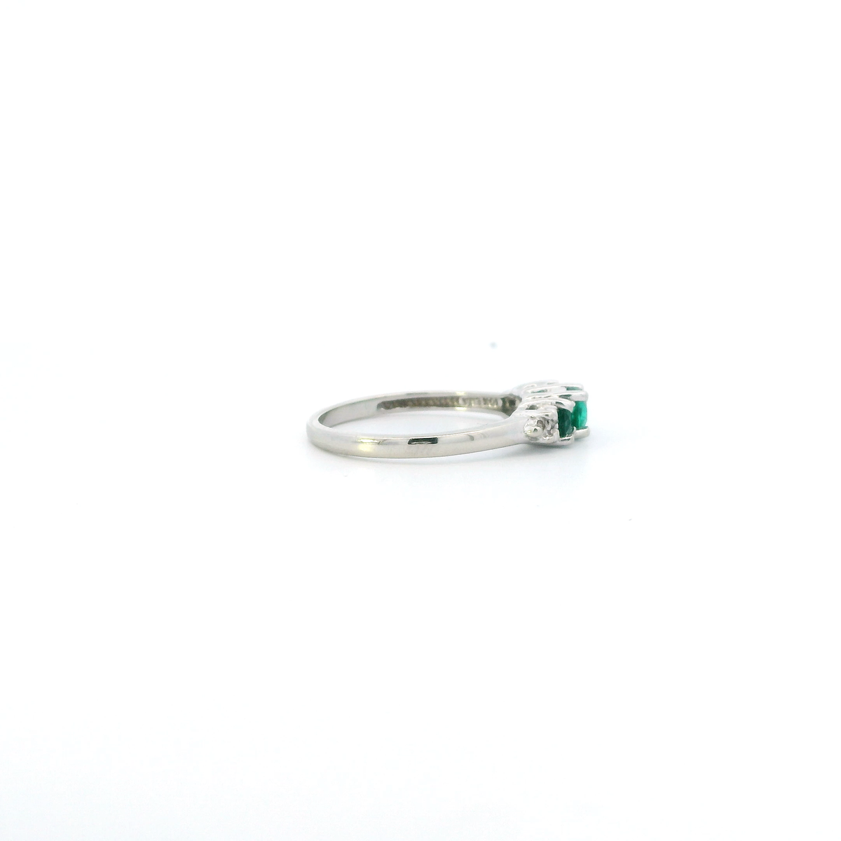 10K White Gold Synthetic Emerald Womens Ring