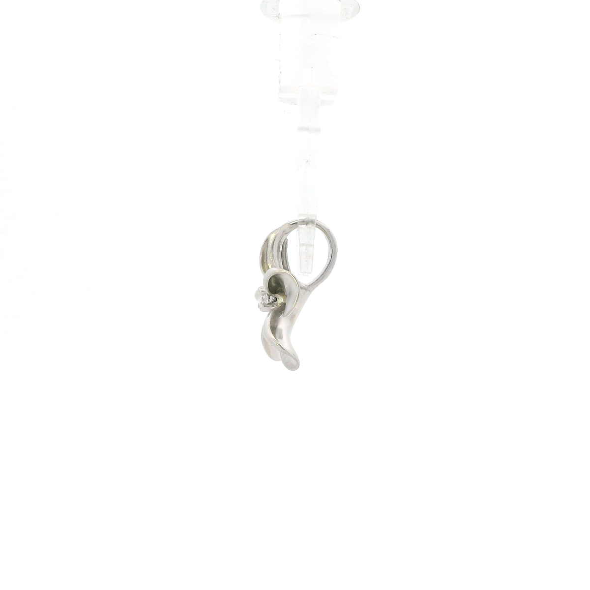14K White Gold Diamond Plumeria Flower Pendant - 0.05ct