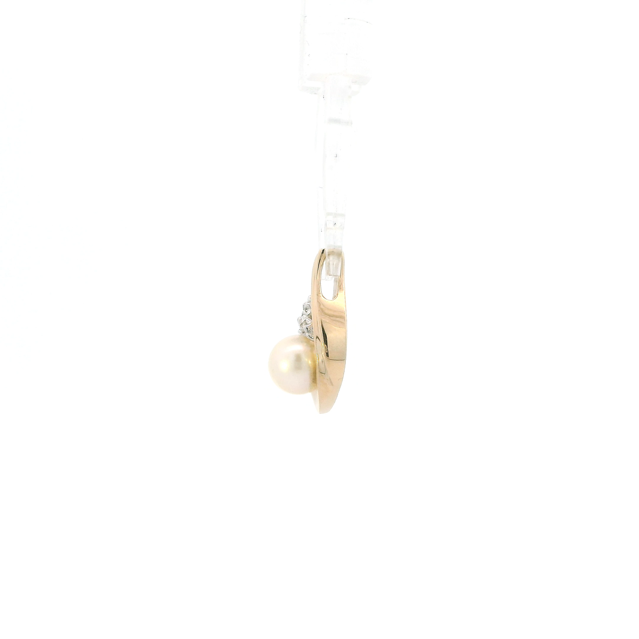 14K Yellow Gold Pearl & Diamond Pendant - 0.03ct