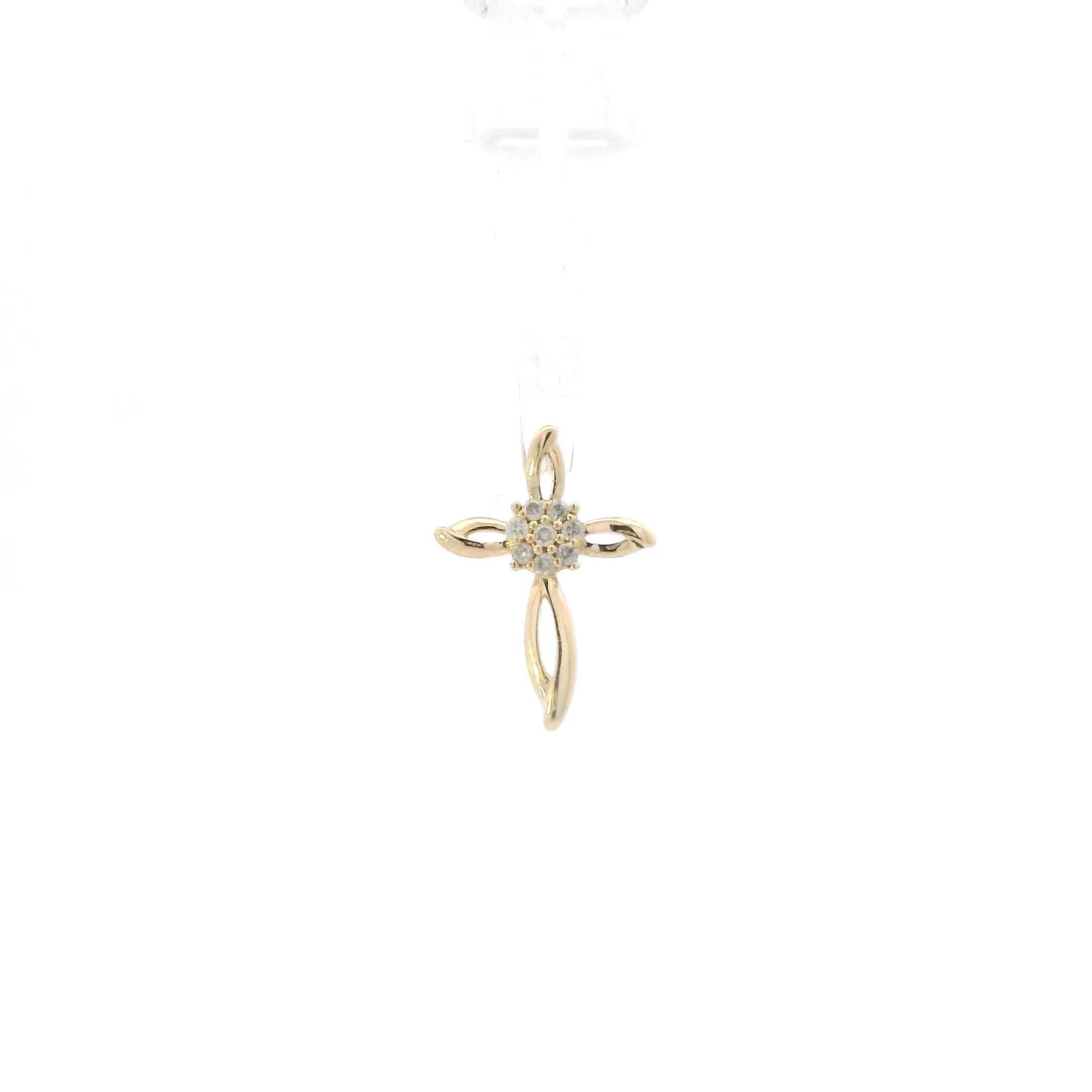 10K Yellow Gold Diamond Cross Pendant - 0.08ct