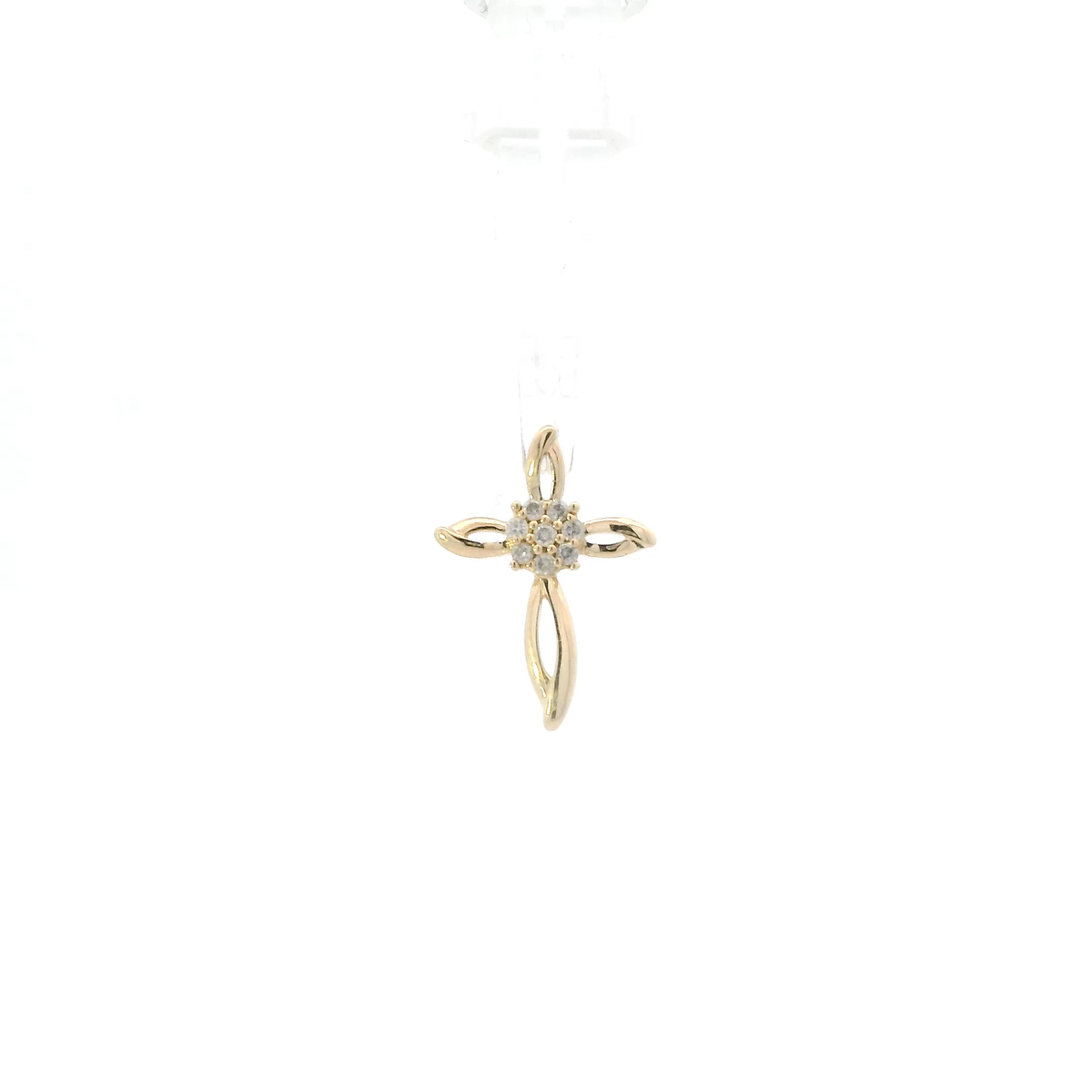 10K Yellow Gold Diamond Cross Pendant - 0.08ct