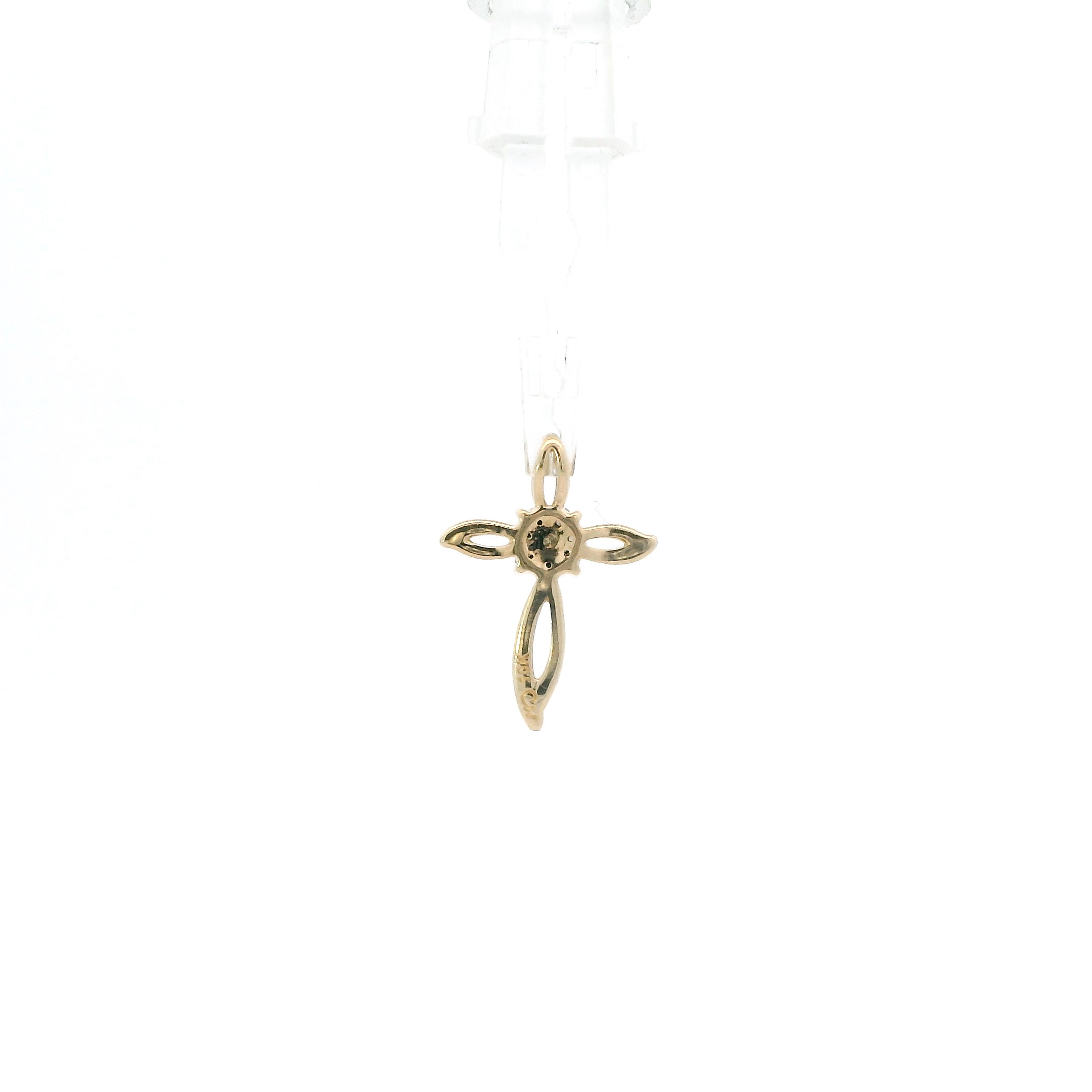 10K Yellow Gold Diamond Cross Pendant - 0.08ct