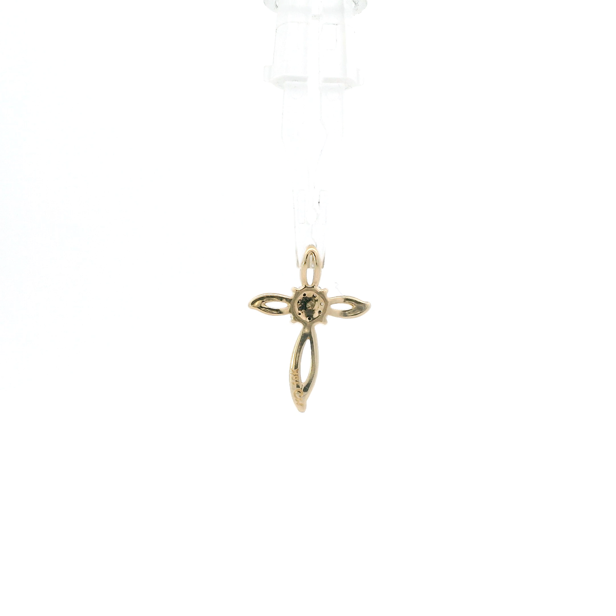 10K Yellow Gold Diamond Cross Pendant - 0.08ct