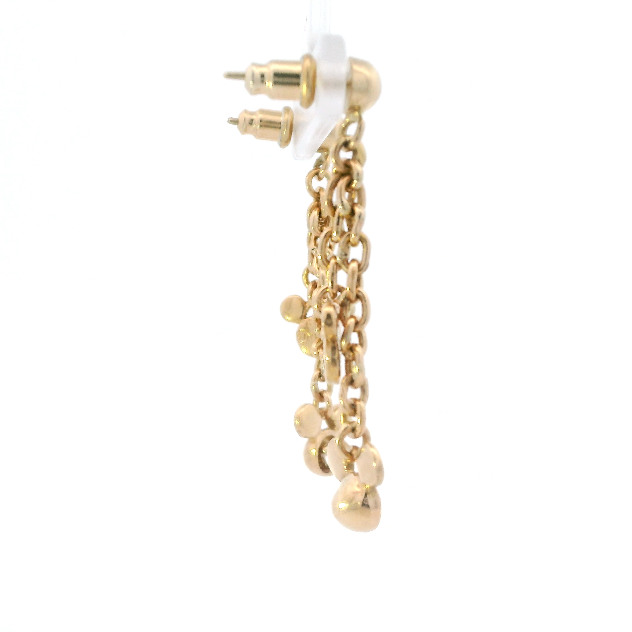 14K Yellow Gold Diamond Mickey Mouse & Double Cable Chain Dangle Earrings - 0.20ct