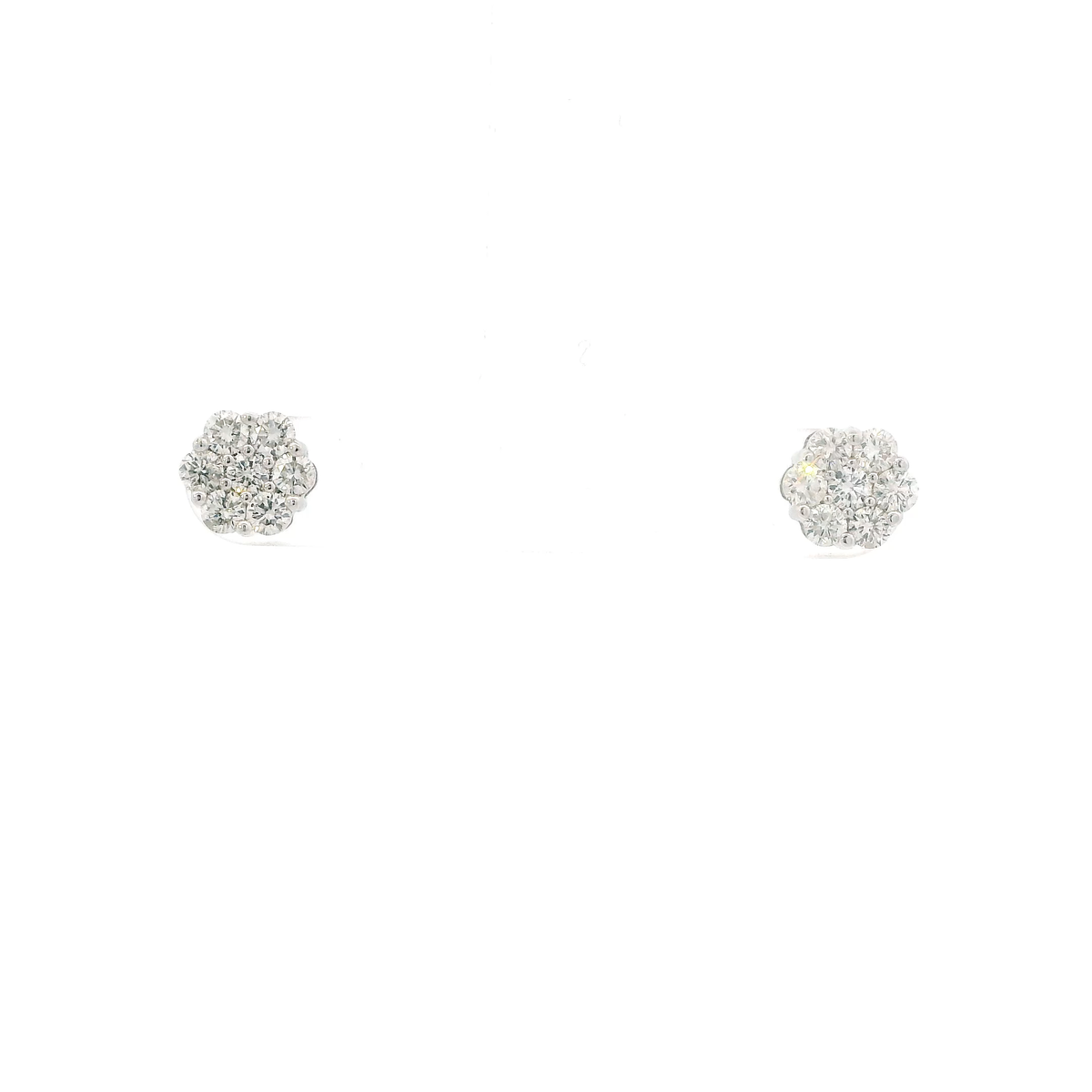 14K White Gold Diamond Screw Back Earrings - 0.98ct