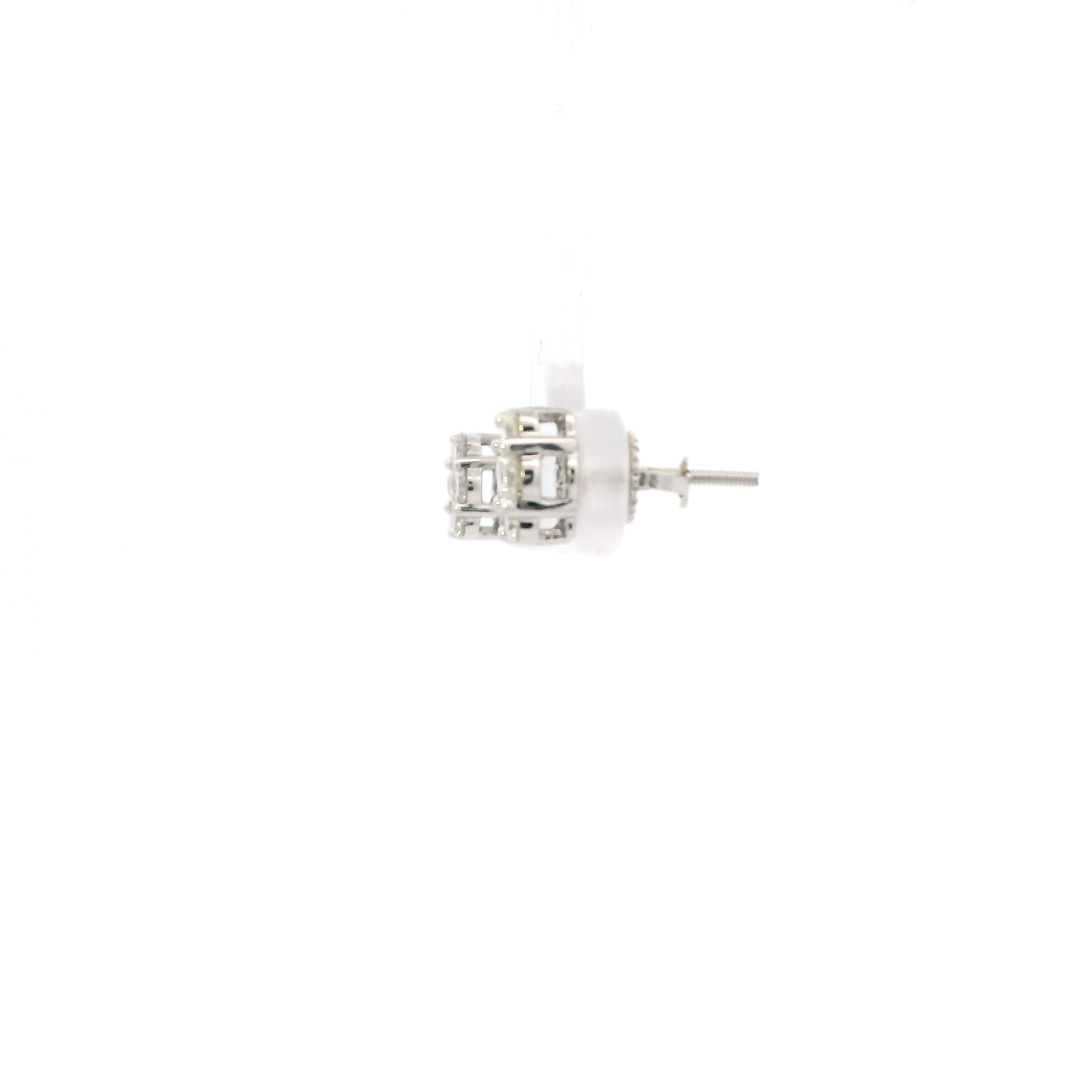 14K White Gold Diamond Screw Back Earrings - 0.98ct