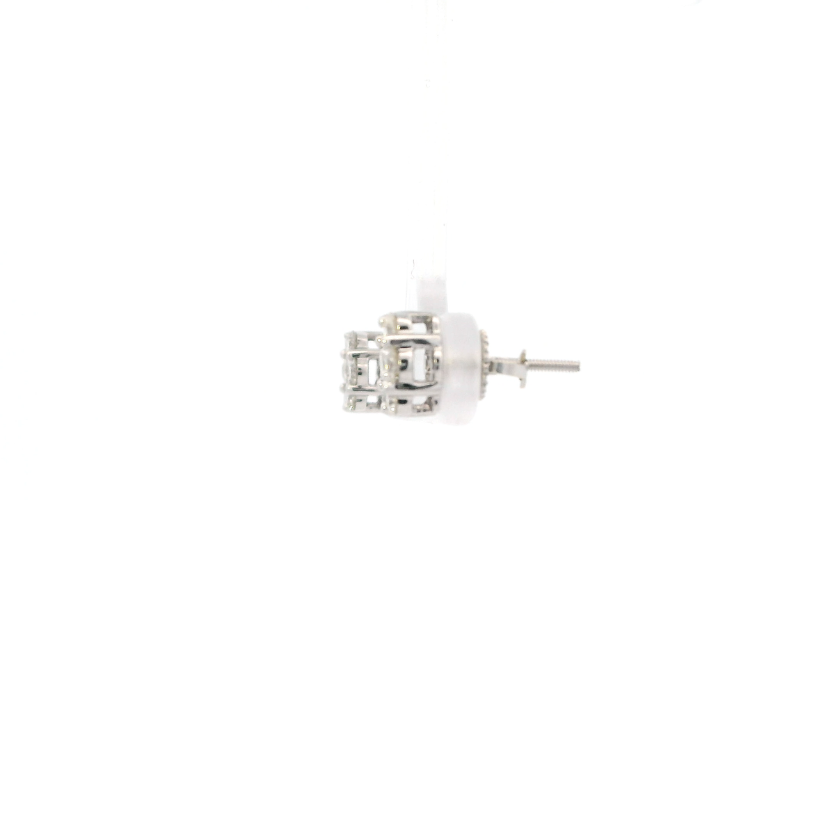 14K White Gold Diamond Screw Back Earrings - 0.98ct