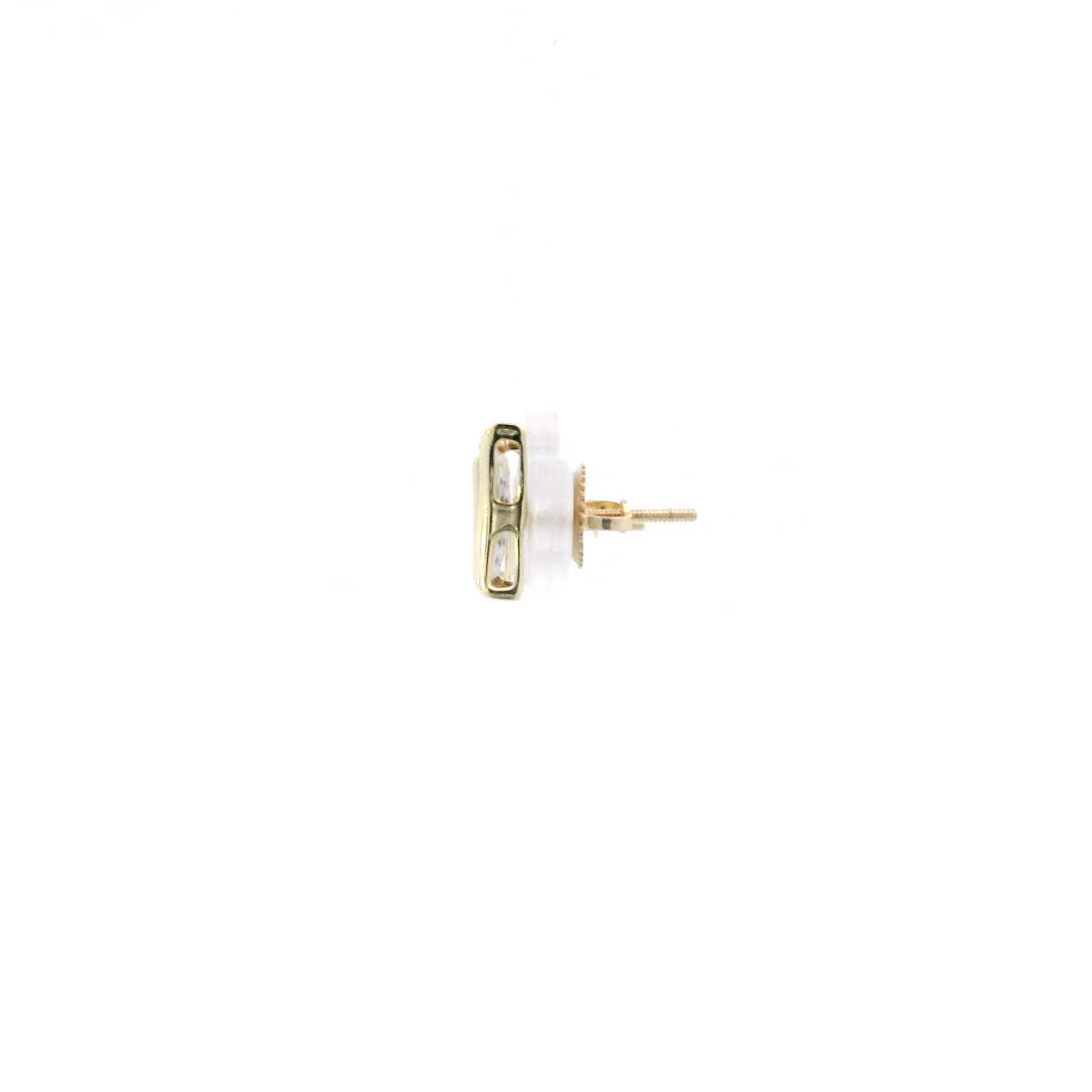 10K Yellow Gold Square Diamond Screw Back Earrings