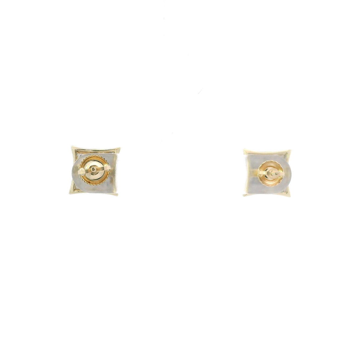 10K Yellow Gold Square Diamond Screw Back Earrings