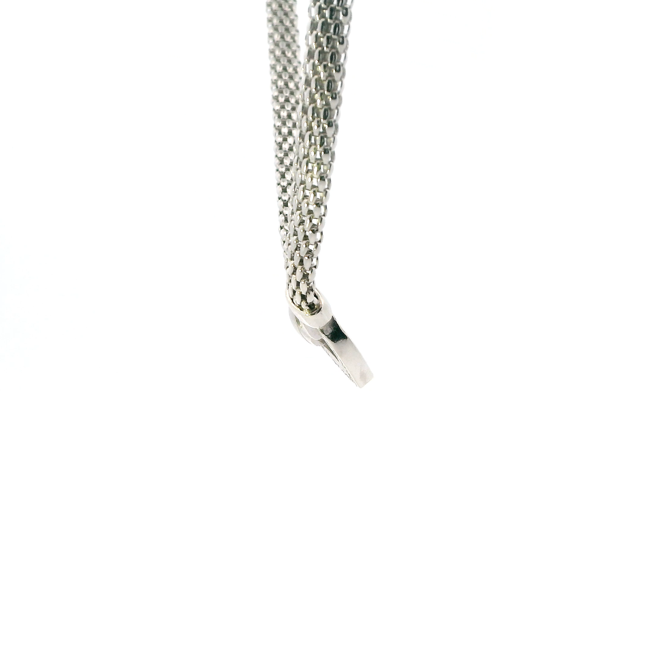 Silver Mesh Necklace & Diamond Heart Pendant - 0.12ct