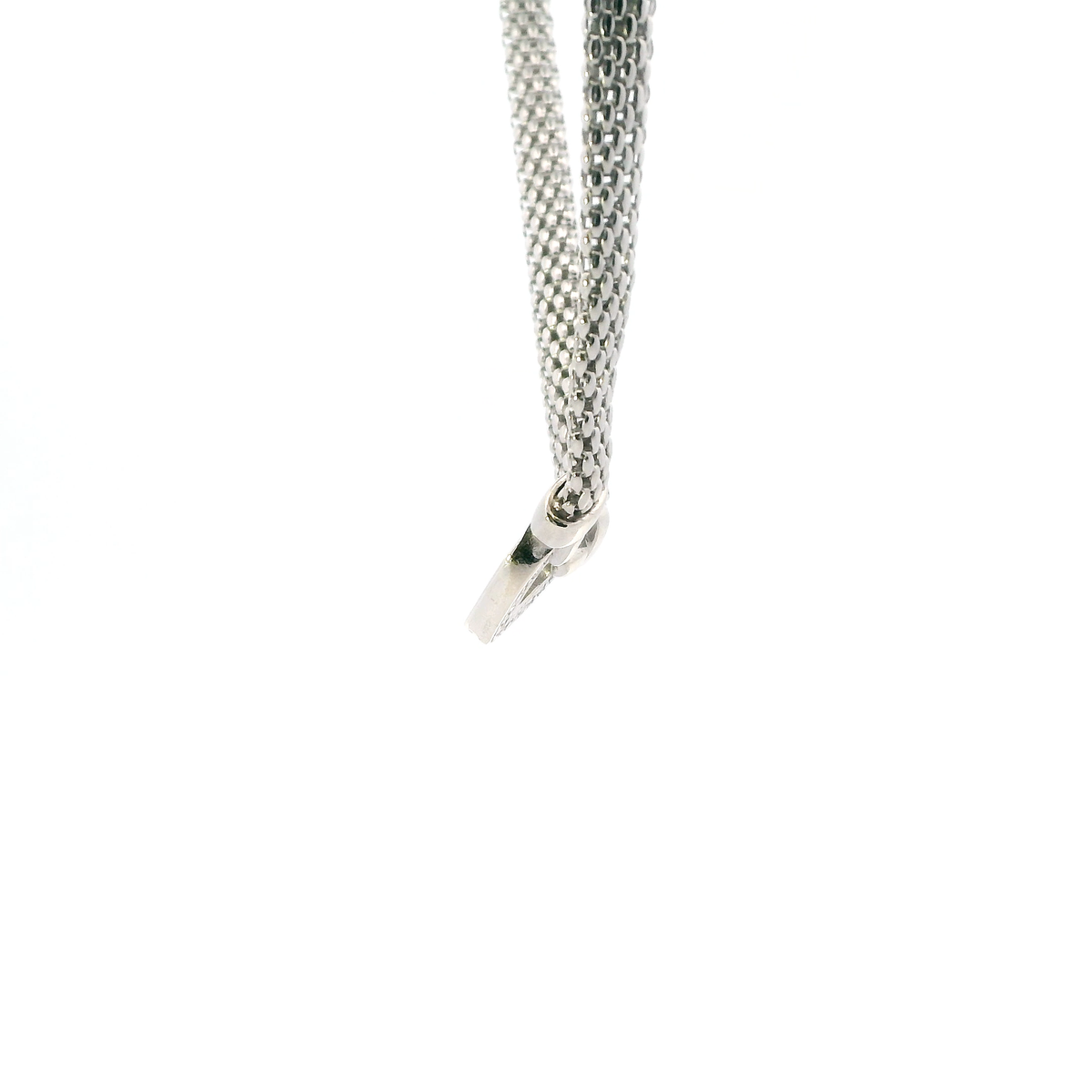 Silver Mesh Necklace & Diamond Heart Pendant - 0.12ct