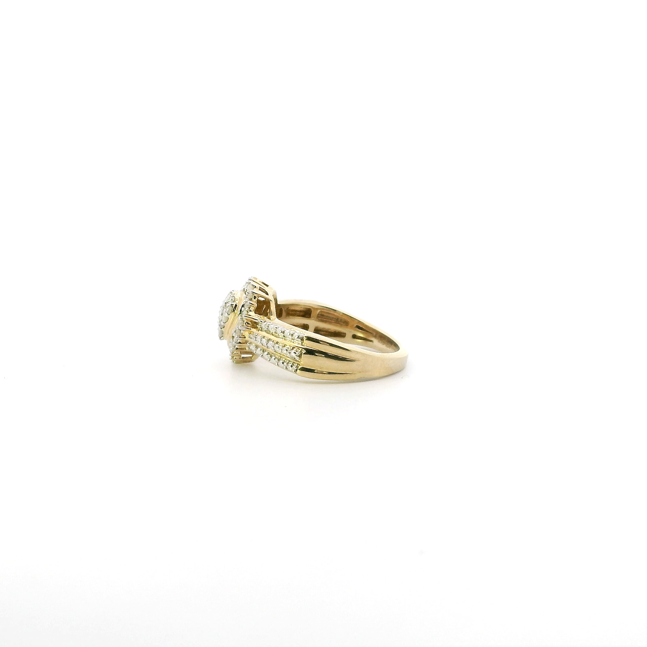 Silver Gold Tone Diamond Cluster Heart Ring - 0.22ct