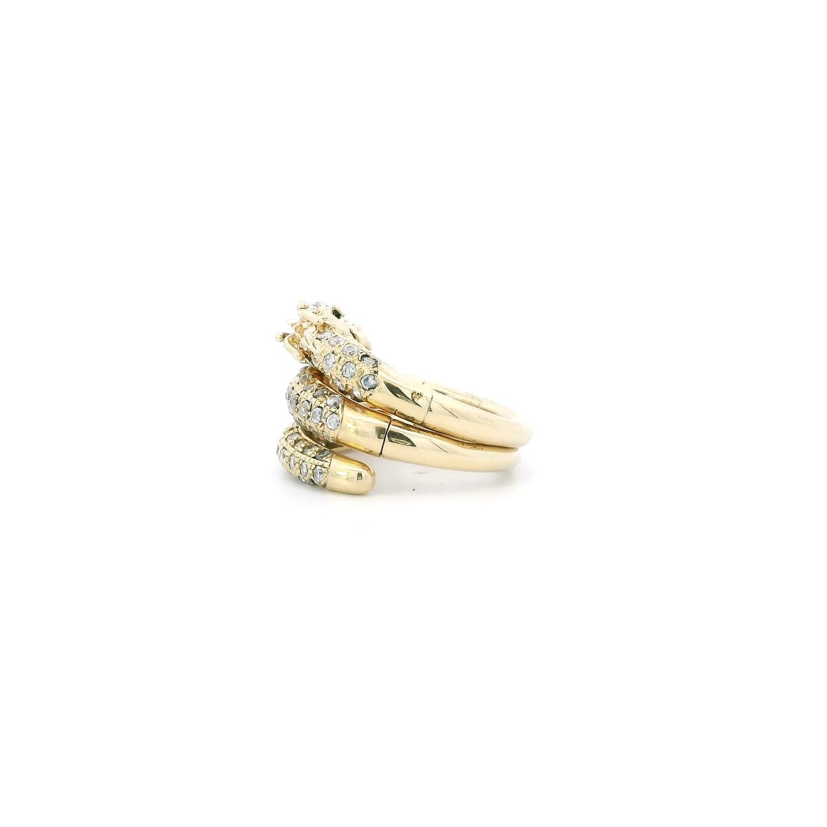 14K Yellow Gold Cz Expandable Dragon Womens Ring