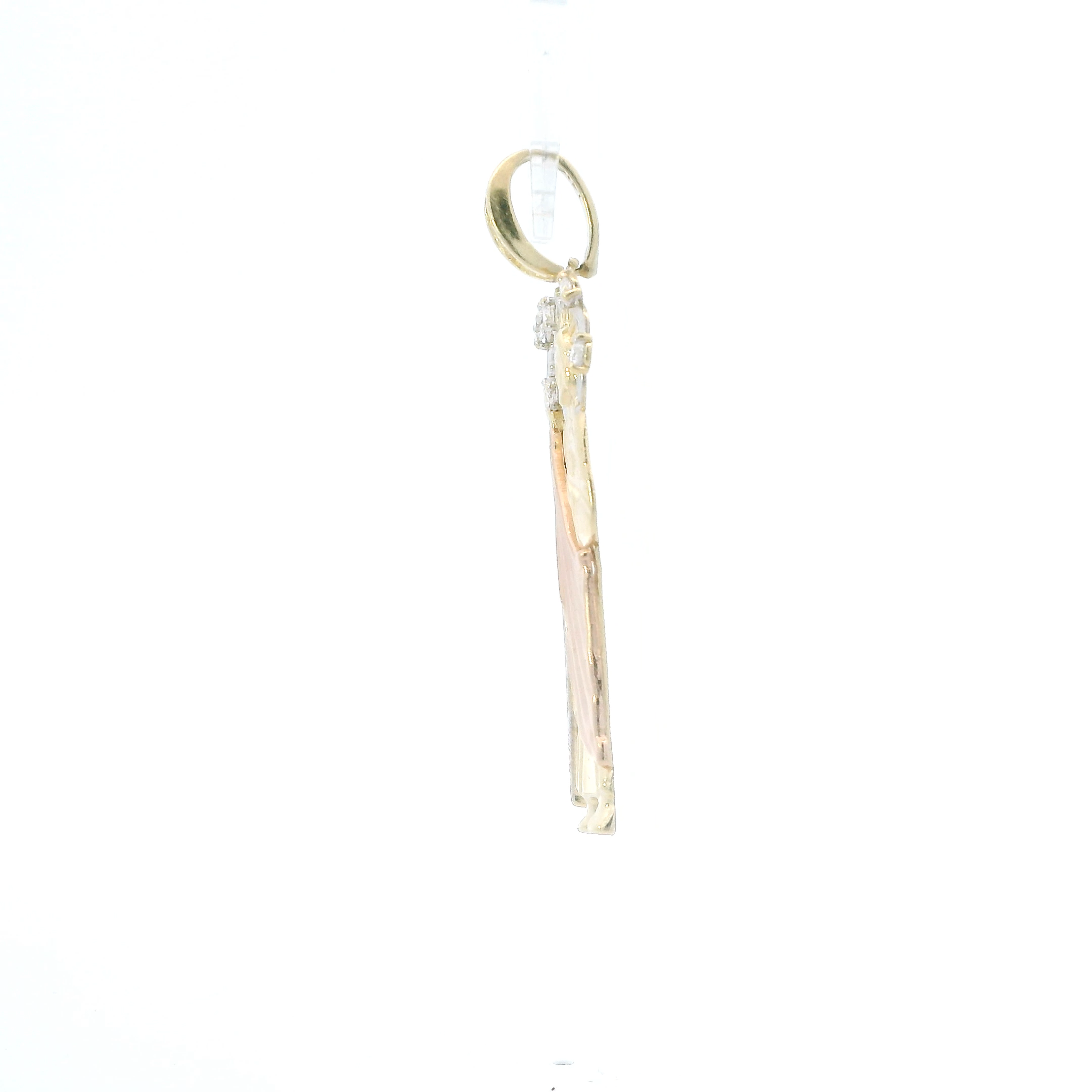 14K Tri Color Gold Cz Religious Standing Figure Pendant