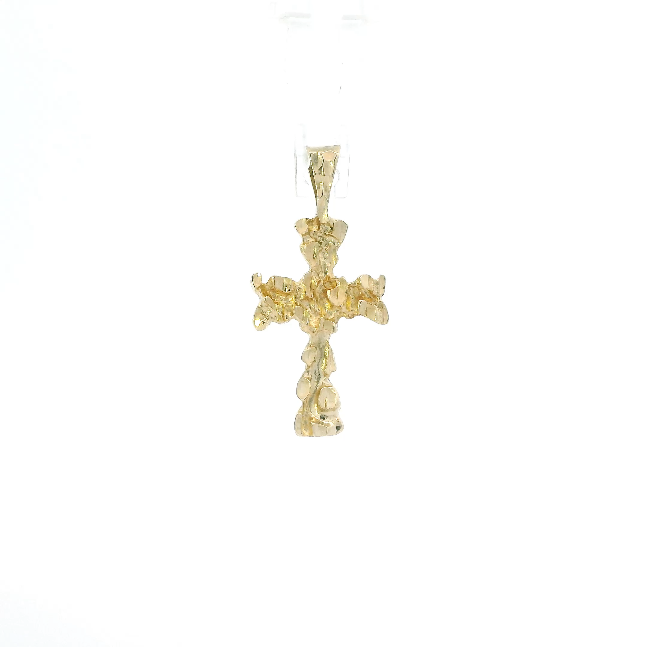 14K Yellow Gold Nugget Cross Pendant