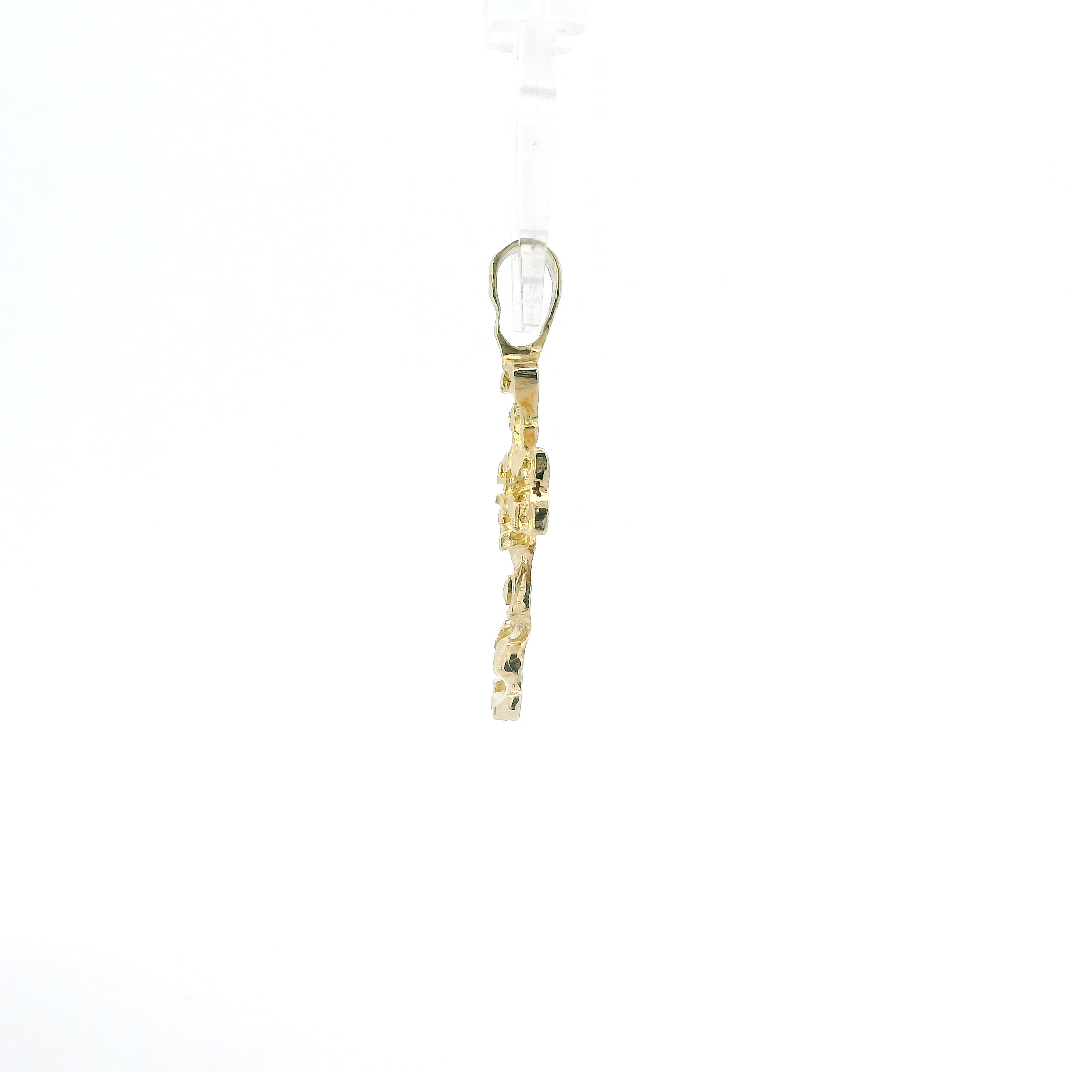14K Yellow Gold Nugget Cross Pendant