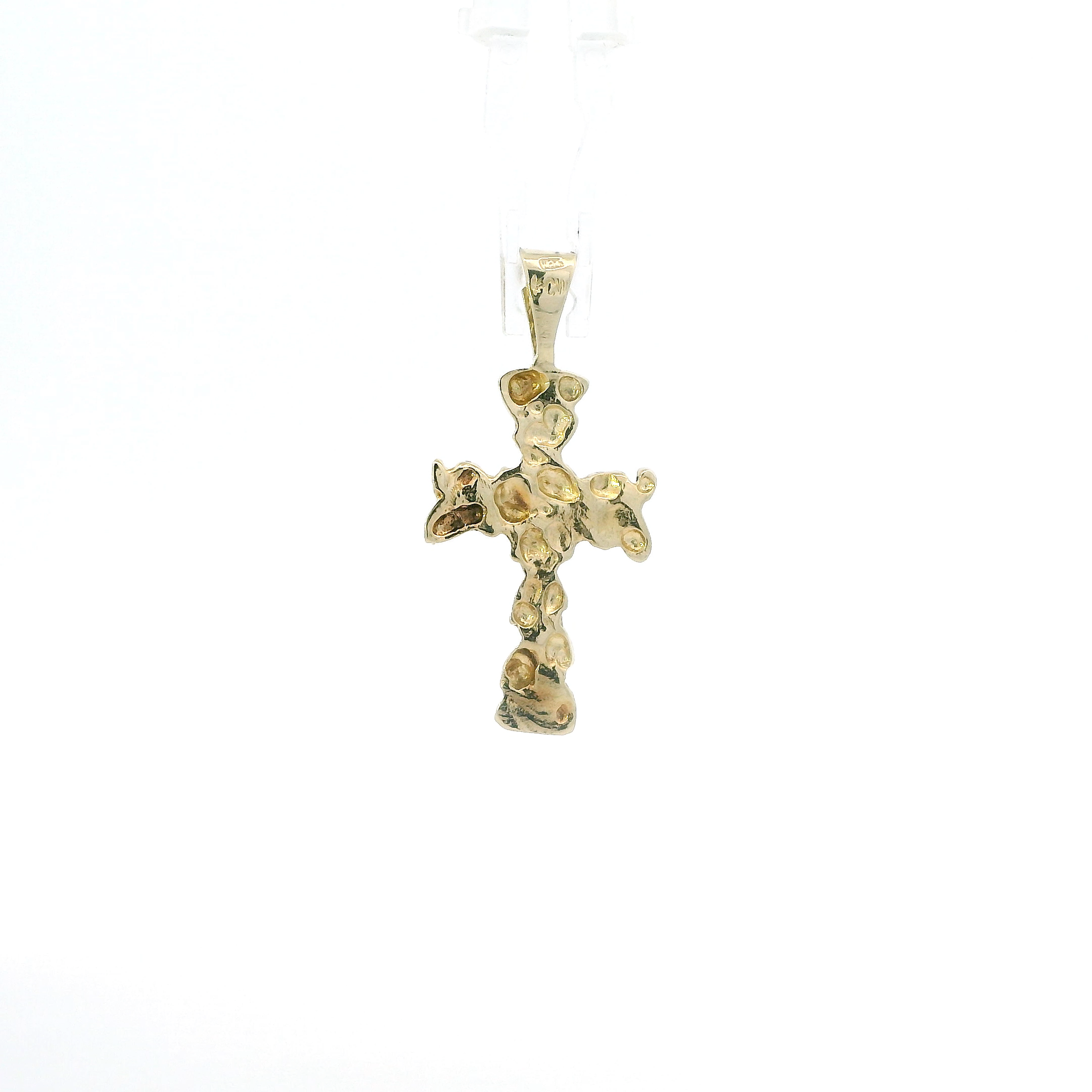 14K Yellow Gold Nugget Cross Pendant