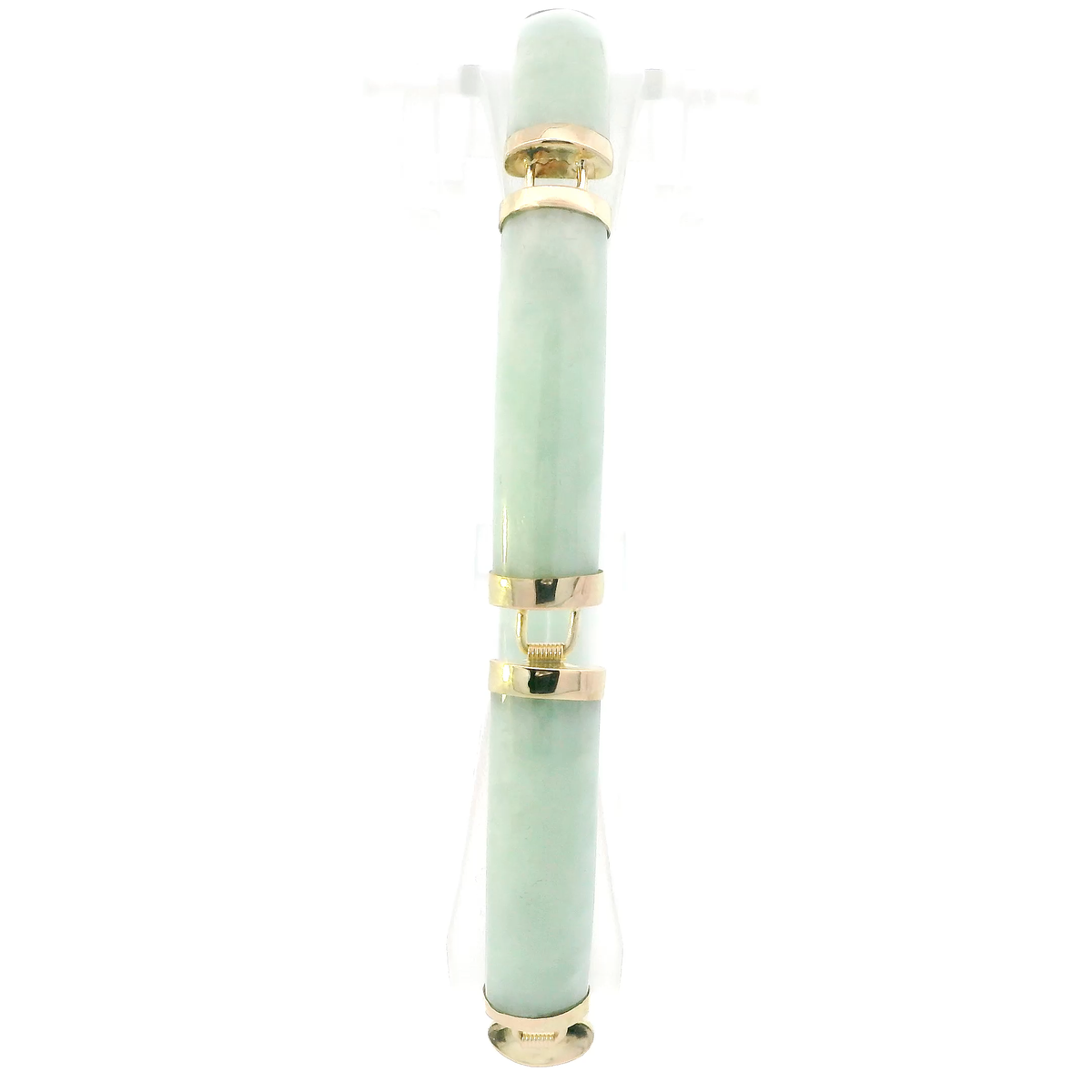 10K Yellow Gold 7.25" Rectangle Jade Linked Bracelet