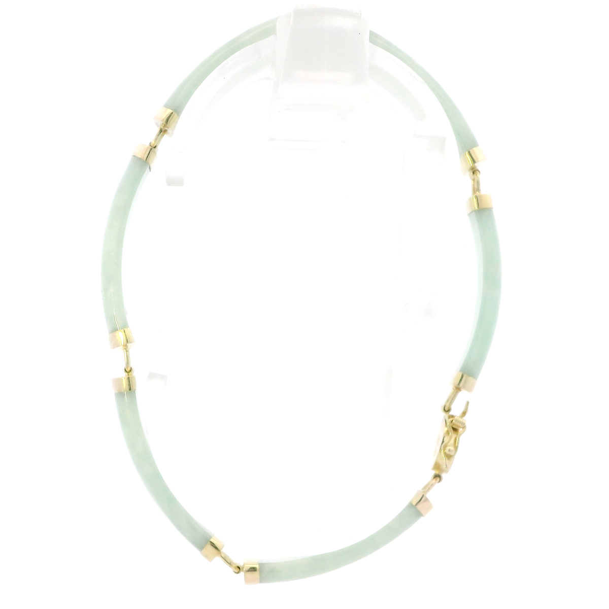 10K Yellow Gold 7.25" Rectangle Jade Linked Bracelet