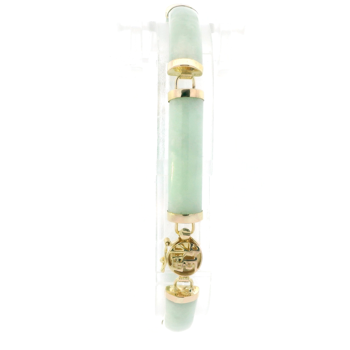 10K Yellow Gold 7.25" Rectangle Jade Linked Bracelet