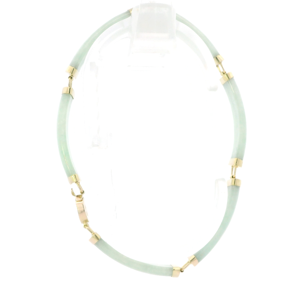 10K Yellow Gold 7.25" Rectangle Jade Linked Bracelet