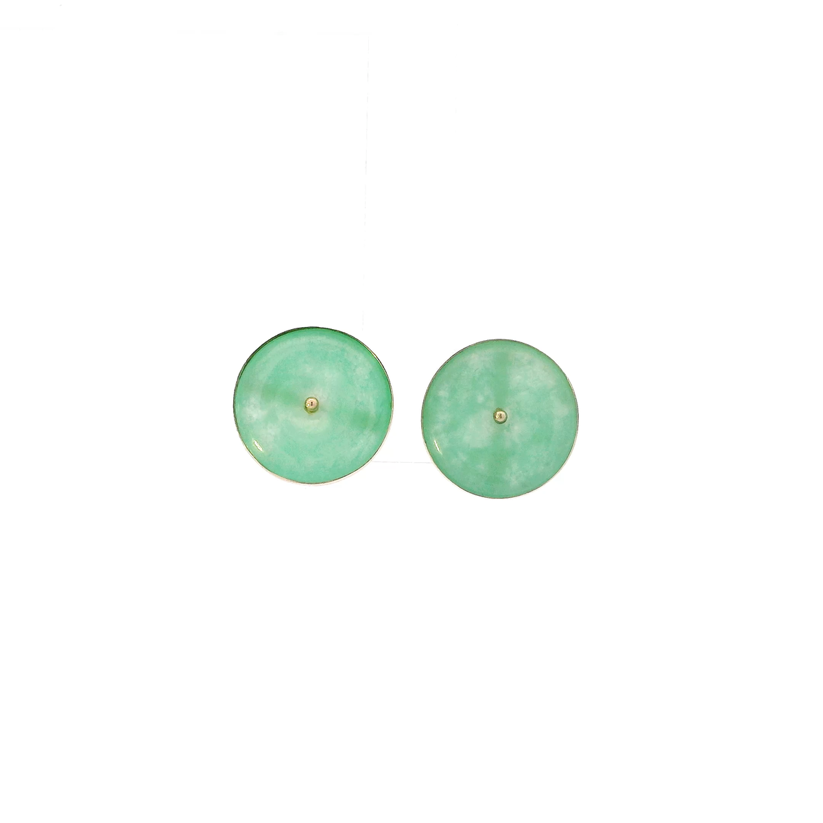 10K Yellow Gold Green Jade Stud Earrings