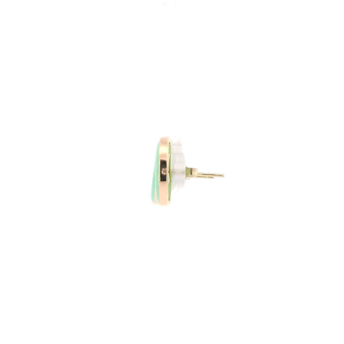 10K Yellow Gold Green Jade Stud Earrings