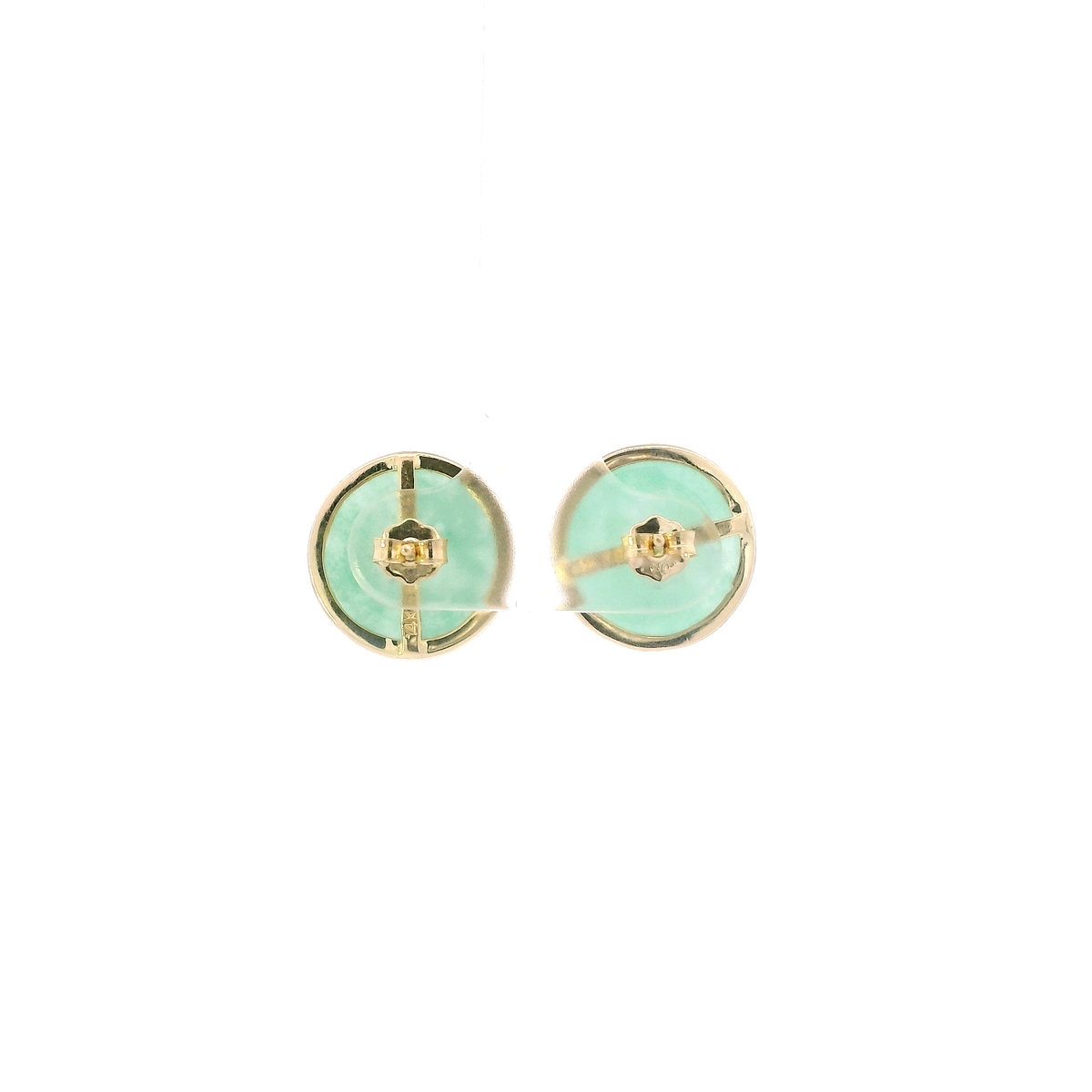 10K Yellow Gold Green Jade Stud Earrings