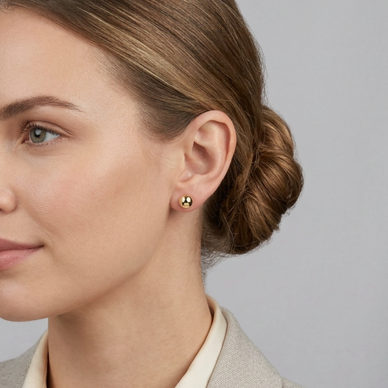 14K Yellow Gold Ball Stud Earrings