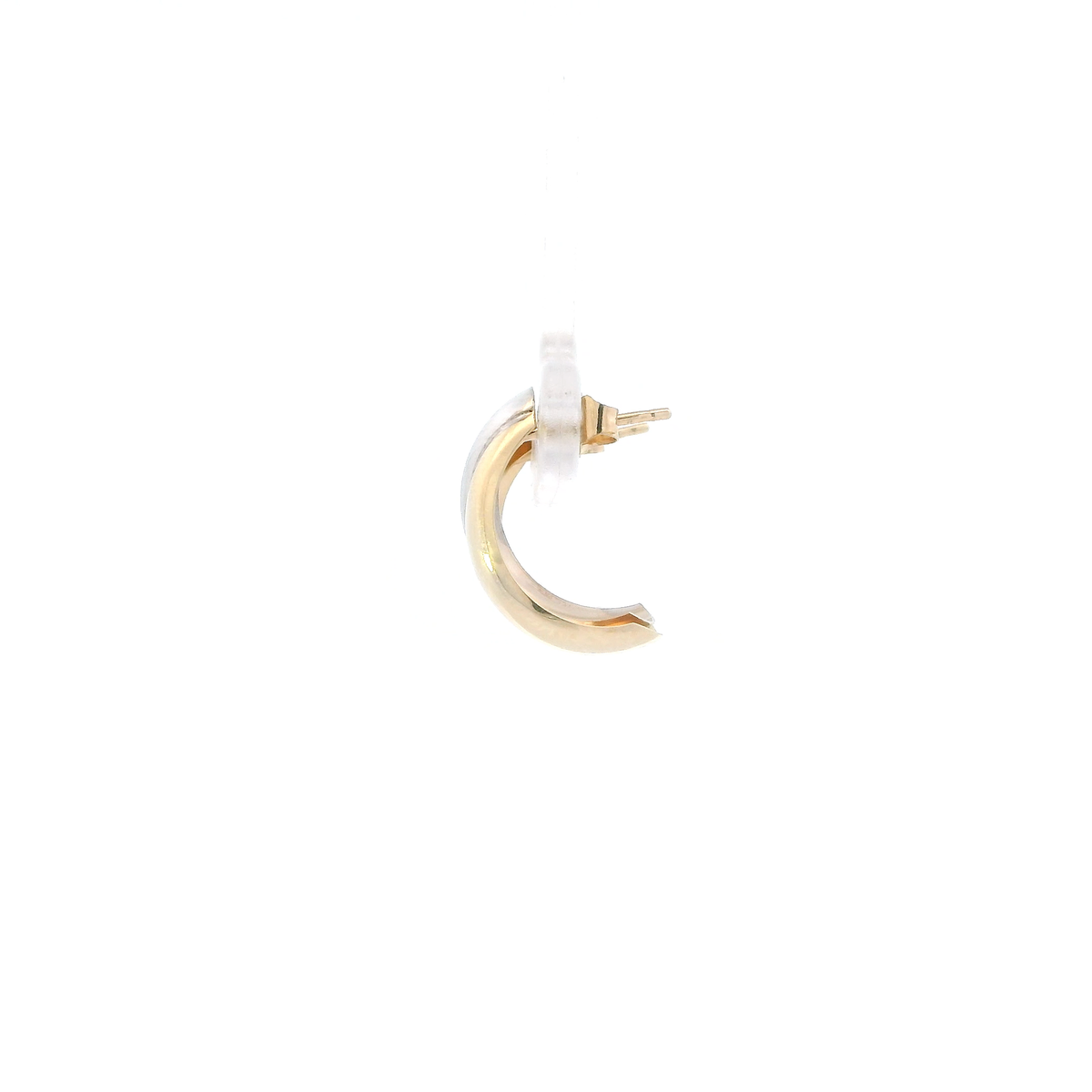 14K Yellow & White Gold Two Tone Dome Hoop Earrings