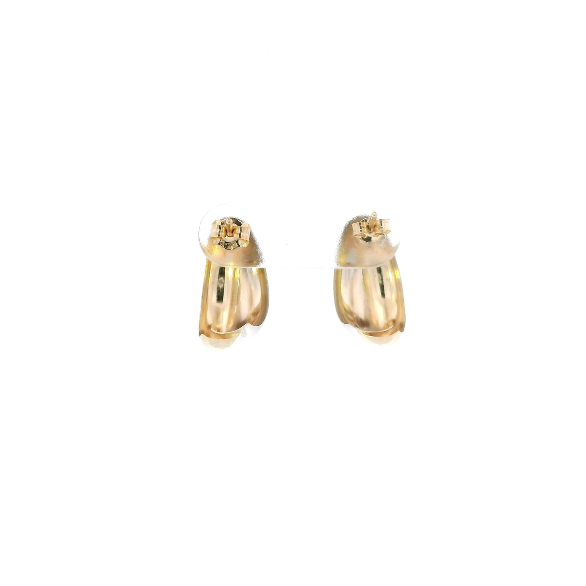 14K Yellow & White Gold Two Tone Dome Hoop Earrings