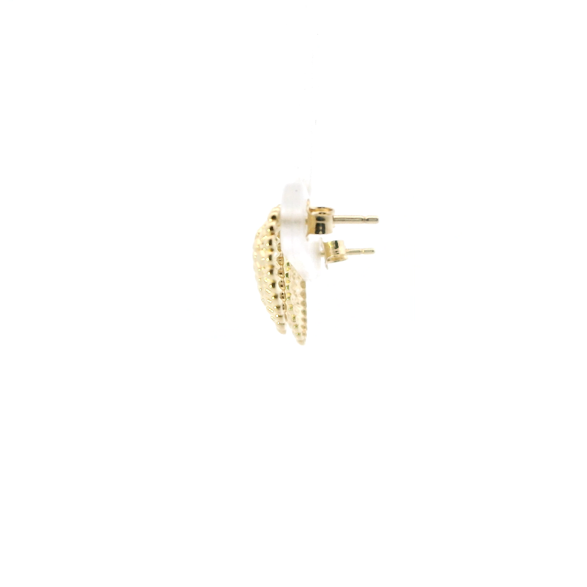 10K Yellow Gold Diamond Cut Heart Stud Earrings